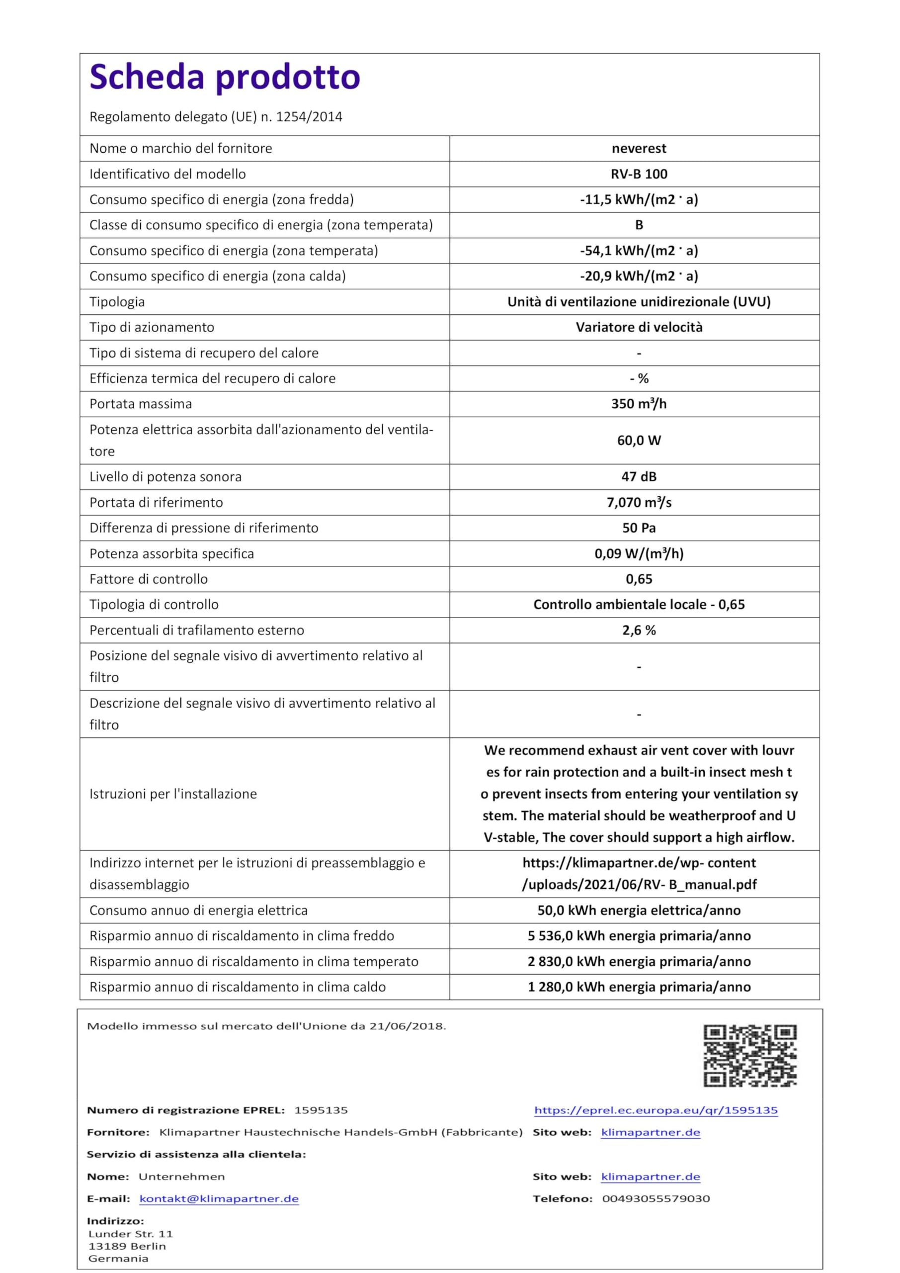 neverest® RV-B 100 mm Ventilatore Centrifugo in Linea Aspiratore Professionale Condotto Riscaldamento Raffreddamento 210 CFM, 300 pa, 2400 rpm, 42 dB (A) 70 W 0.65 A Min/Max.