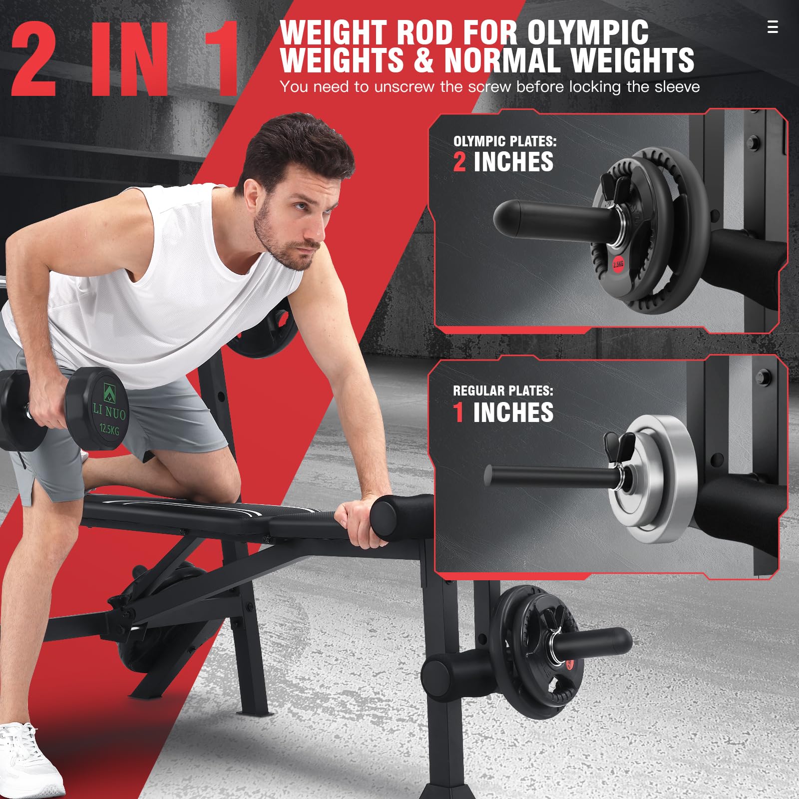 900LBS Weight Bench Set with Squat Rack, Adjustable Bench Press Set with Leg Extension and Leg Curl, Flat Incline Decline Workout Bench for Home Gym Full Body Strength Training