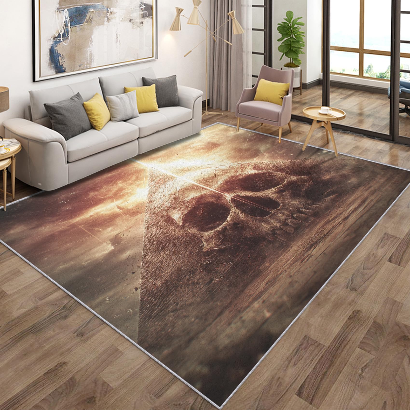 Tapis tête de mort antidérapant et lavable en machine pour chambre