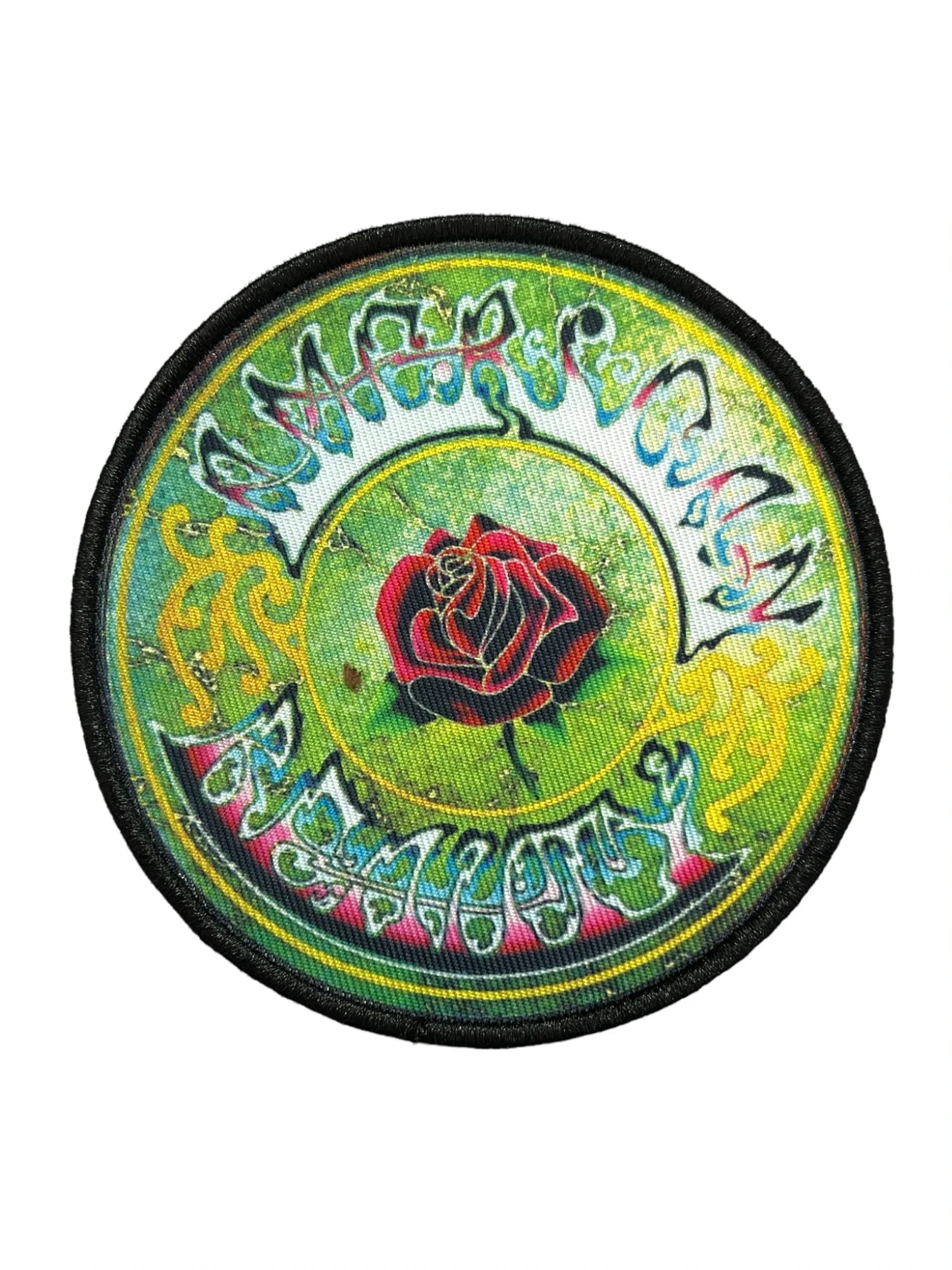Rock Off officially licensed productsGrateful Dead Patch American Beauty Circle Band Logo Printed Iron On 85 x 85mm Accessory Size