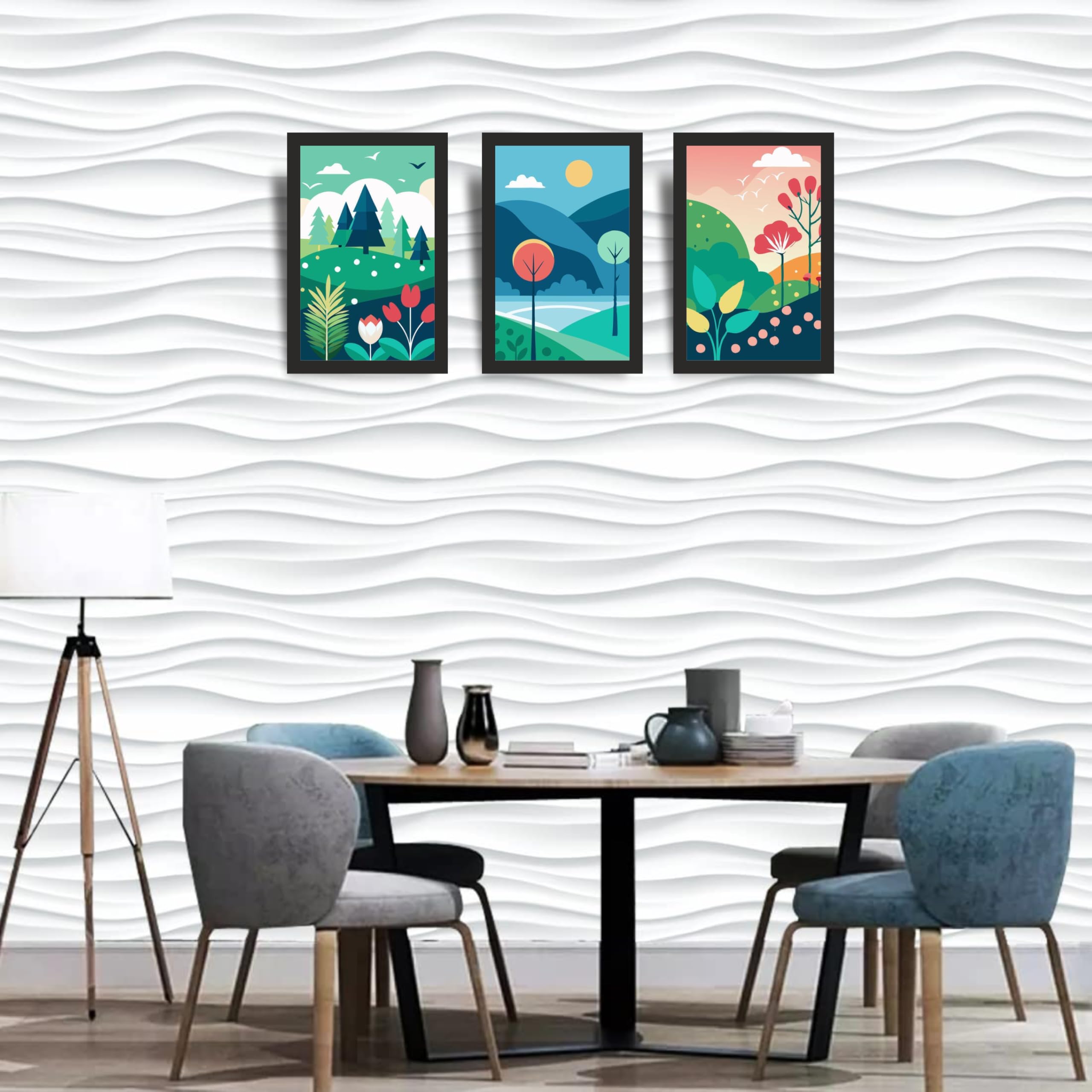Colorful Nature Garden Wall Art Set of 3