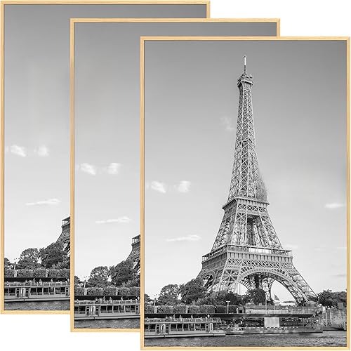 Miniatura 8 de upsimples Marco negro de 12 x 16 pulgadas, paquete de 3 marcos de fotos de 12 x 16 pulgadas para montaje en pared horizontal o vertical, a prueba de