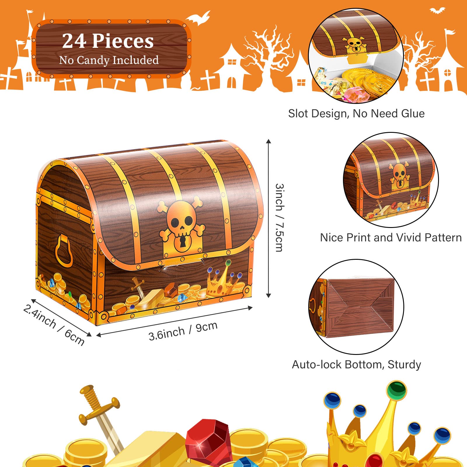 Buy 24 Treasure Treat Chest Boxes Cardboard Pirate Treasure Treat Chest