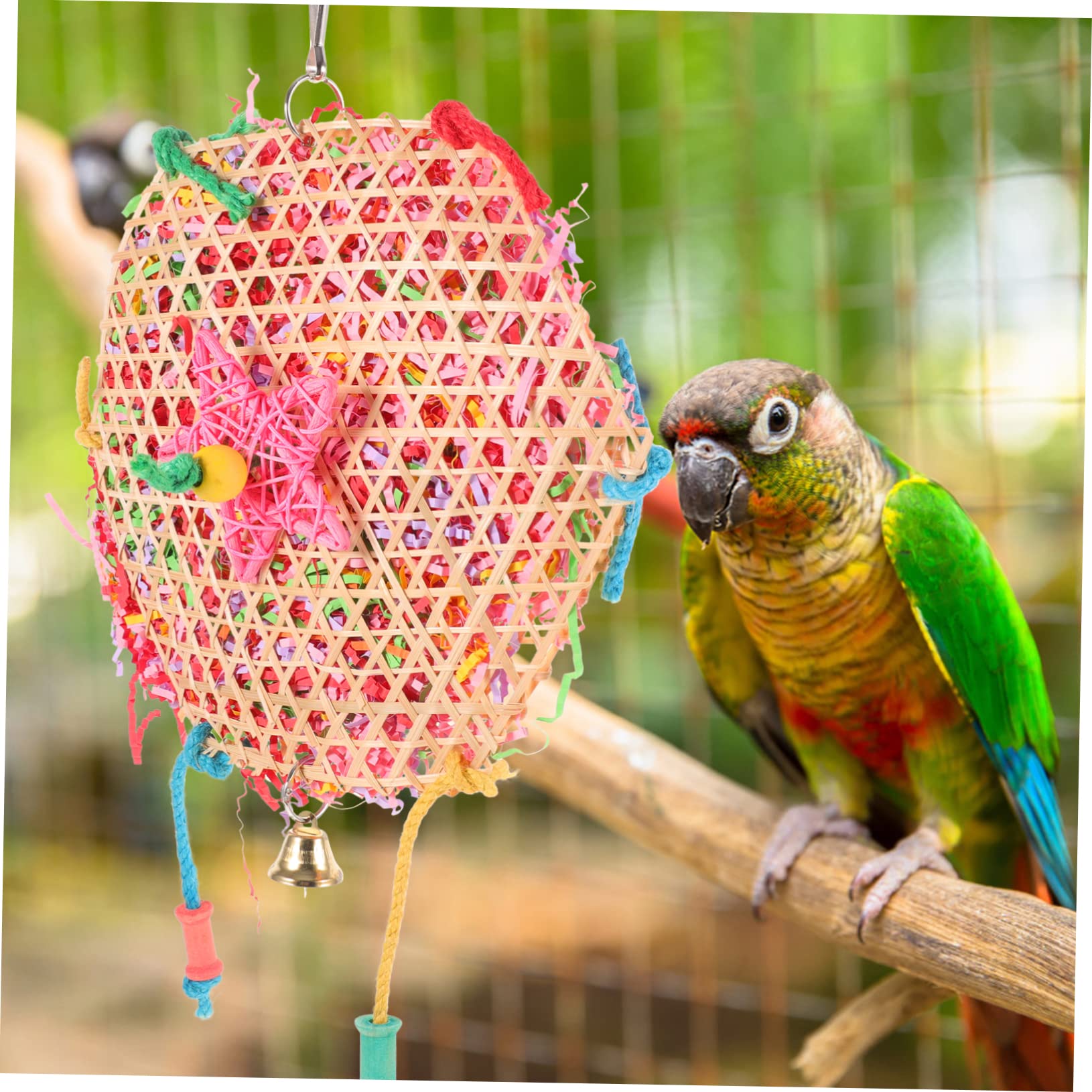 FRCOLOR 6piezas Juguete Colgante para Pájaros Juguete Divertido para Periquitos y De Masticar Natural De Cuerda para Jaulas De Aves para Mascotas