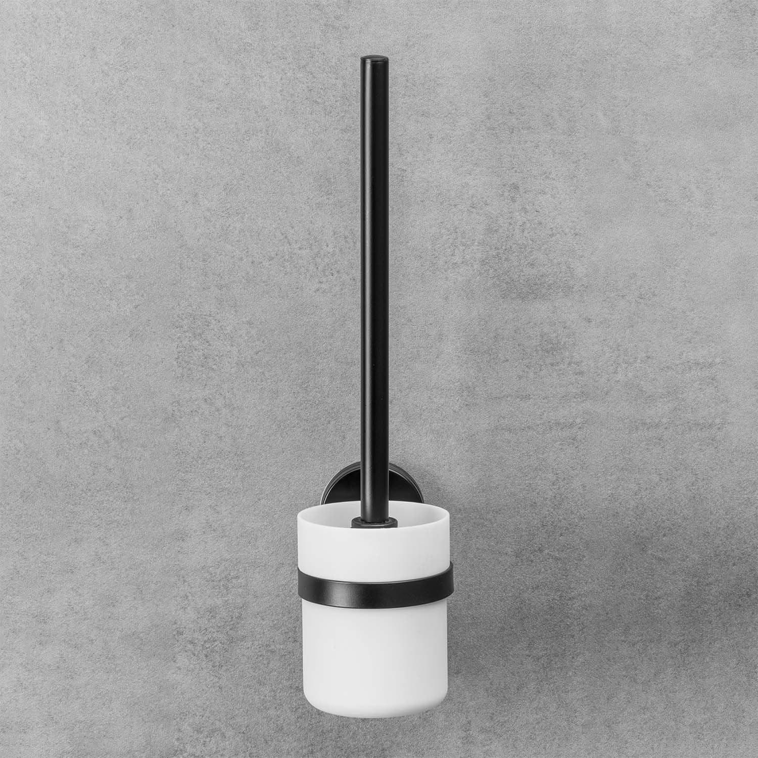 Escobilla para WC – Escobilla y escobilla de Pared para baño, de plástico y Metal, 11 x 8 x 36 cm, Blanco y Negro