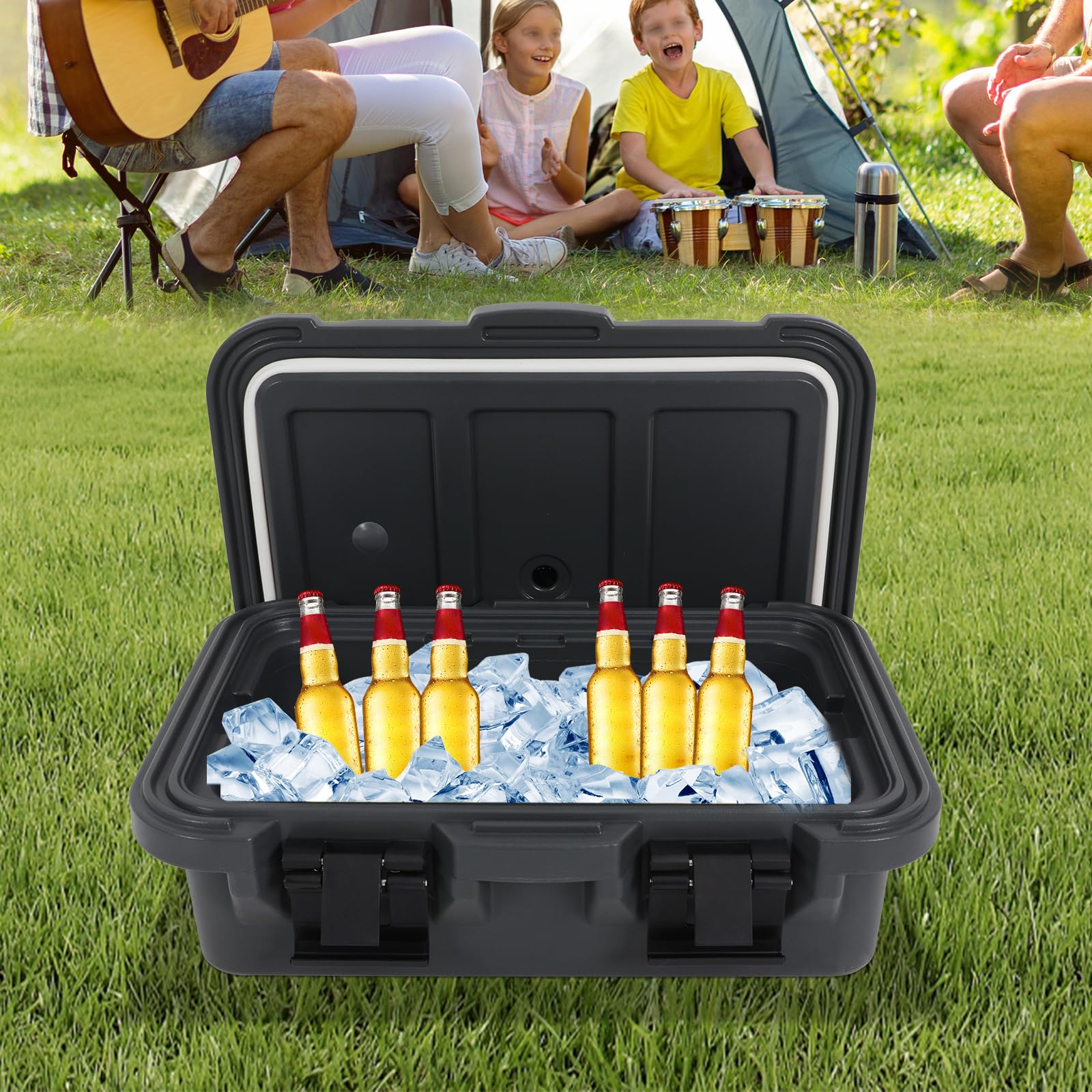 Cassetta refrigerante isolata da 15 l, per bevande, birra e ghiaccio | Contenitore refrigerante da picnic, da campeggio, riutilizzabile, isolato, per buffet, campeggio, feste, 63 x 44 x 21 cm
