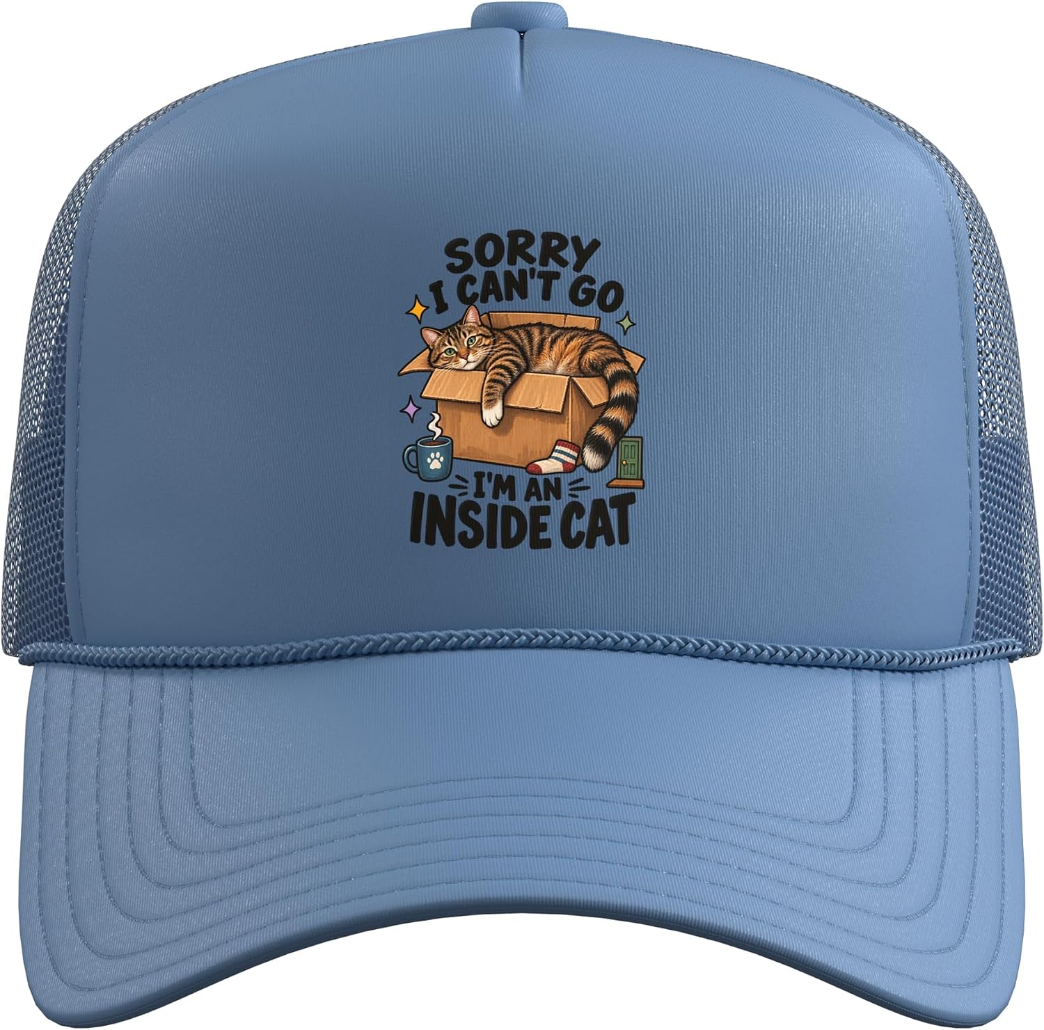 Inside Cat Funny Homebody Kitty Box Coffee Cozy Pet Humor Trucker Hat with Adjustable Mesh Back image 2