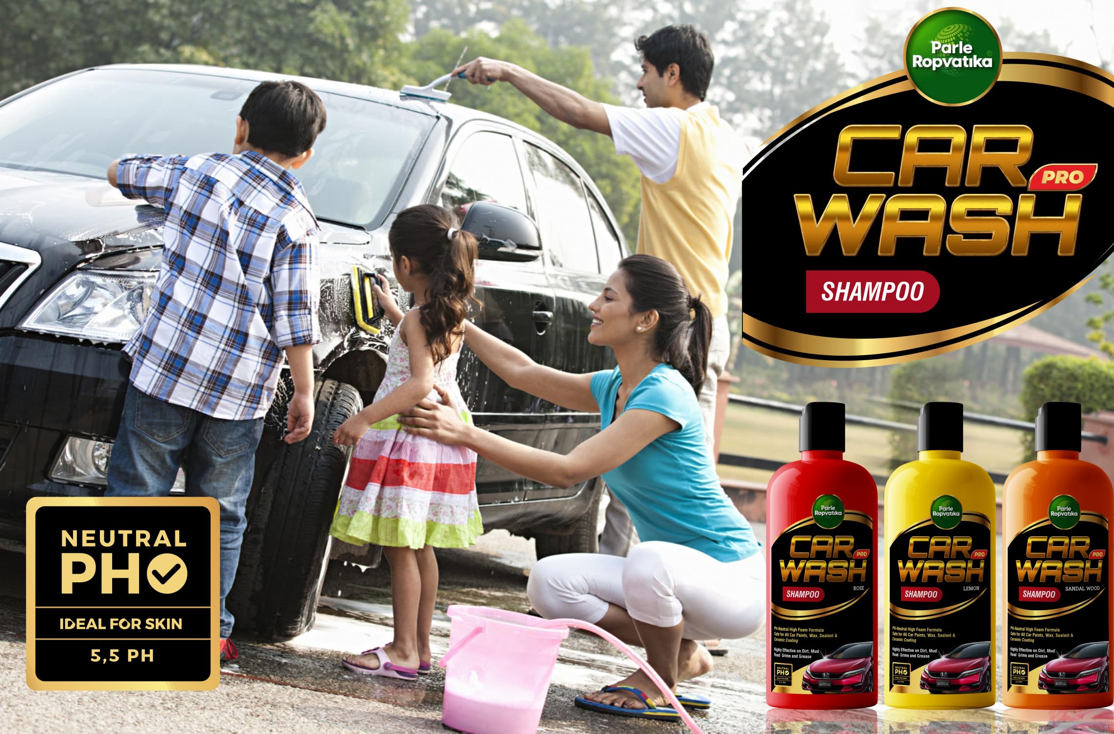 Parle Ropvatika Car wash Shampoo | High Foam for Deep Cleaning Tough Stains & Dirt | Safe on wax, sealant ceramic coating (Rose Car Wash 5 Liter) 1