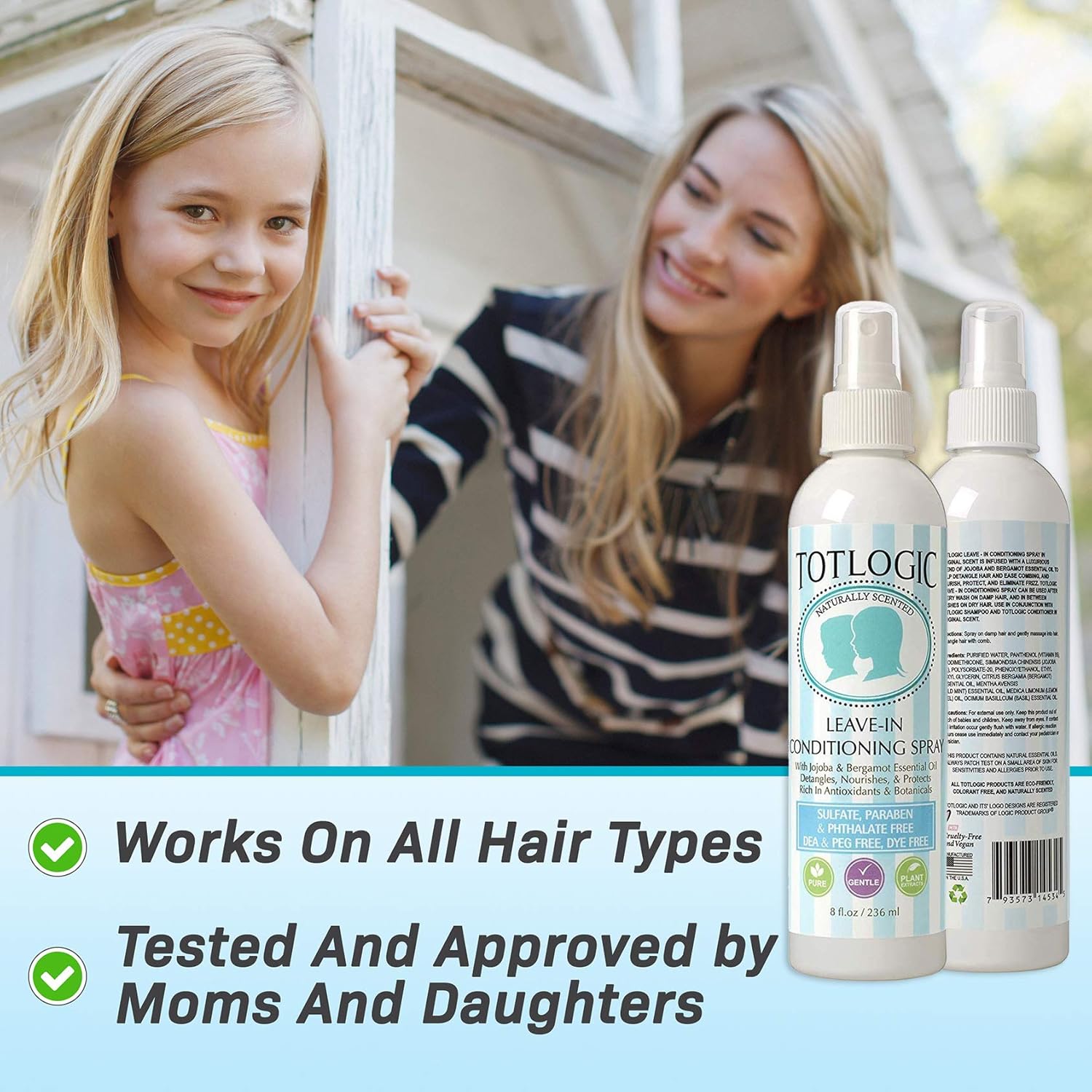 TotLogic Kids Detangler Hair Spray and Toddler Leave In Conditioner - Naturally Scented with Essential Oils - Original, 8 oz - Image 5