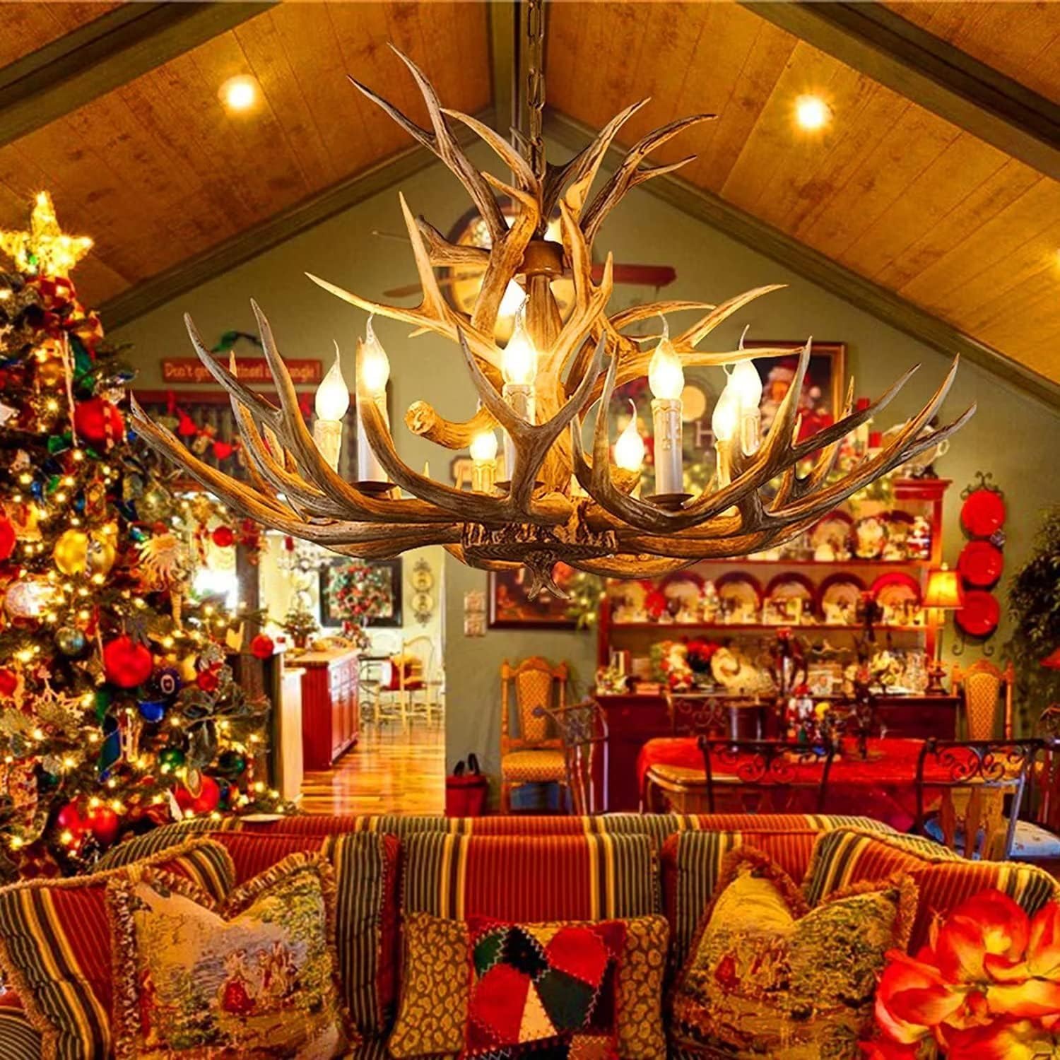 Futchoy Antlers Chandelier Retro Deer Antlers Lamp Vintage Deer - View #11