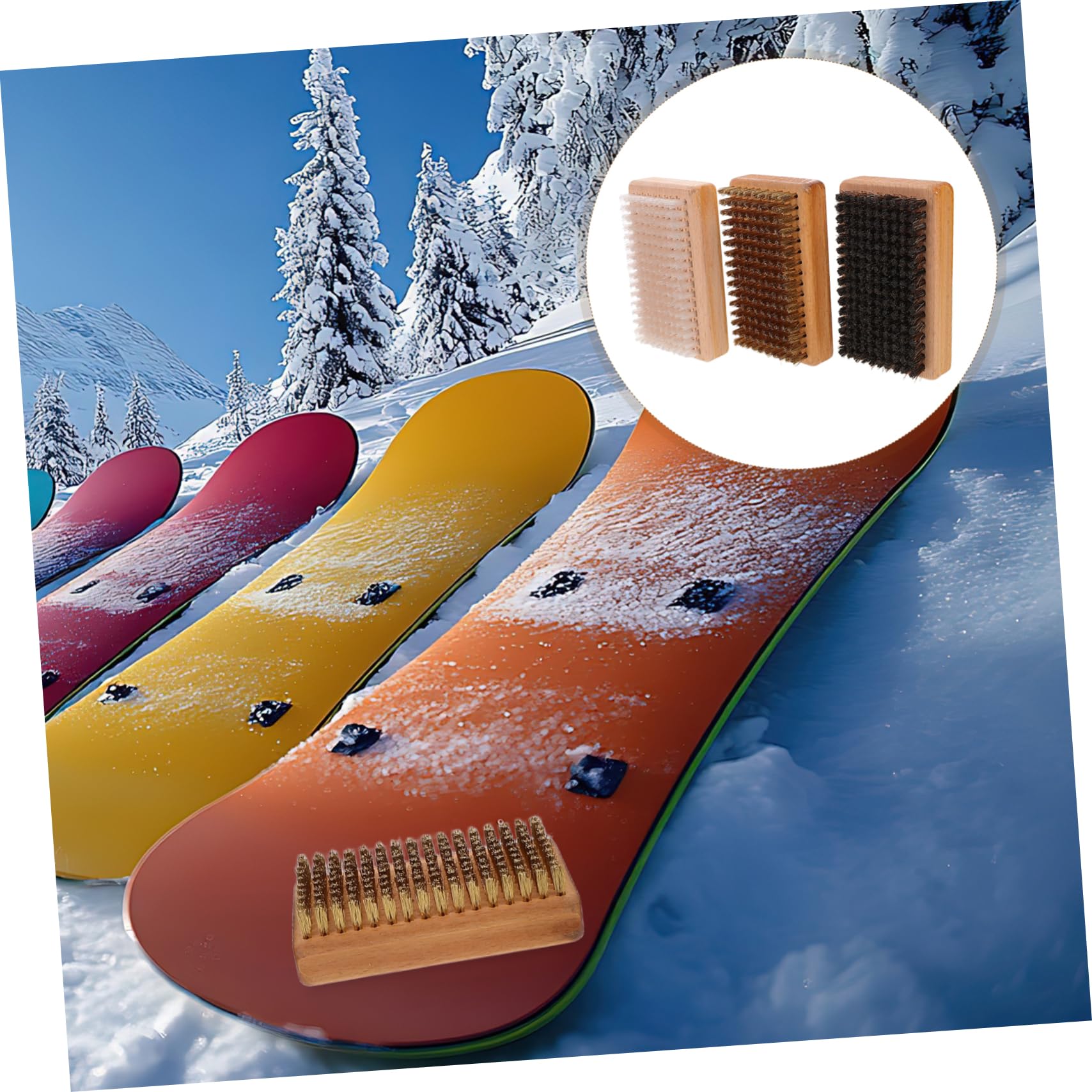 SUPVOX 3pièces Brosse à Fartage pour Skis Outil de Nettoyage et Polissage Accessoire de Ski Manuel de Brosses pour Snowboard