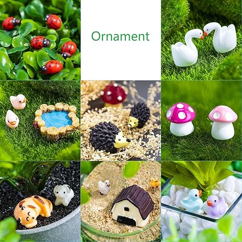 Miniatura 3 de Yalikop 240 piezas de accesorios de jardín en miniatura, incluyendo animales, mini casas, mesa y sillas y decoración de casa de muñecas, figuras en