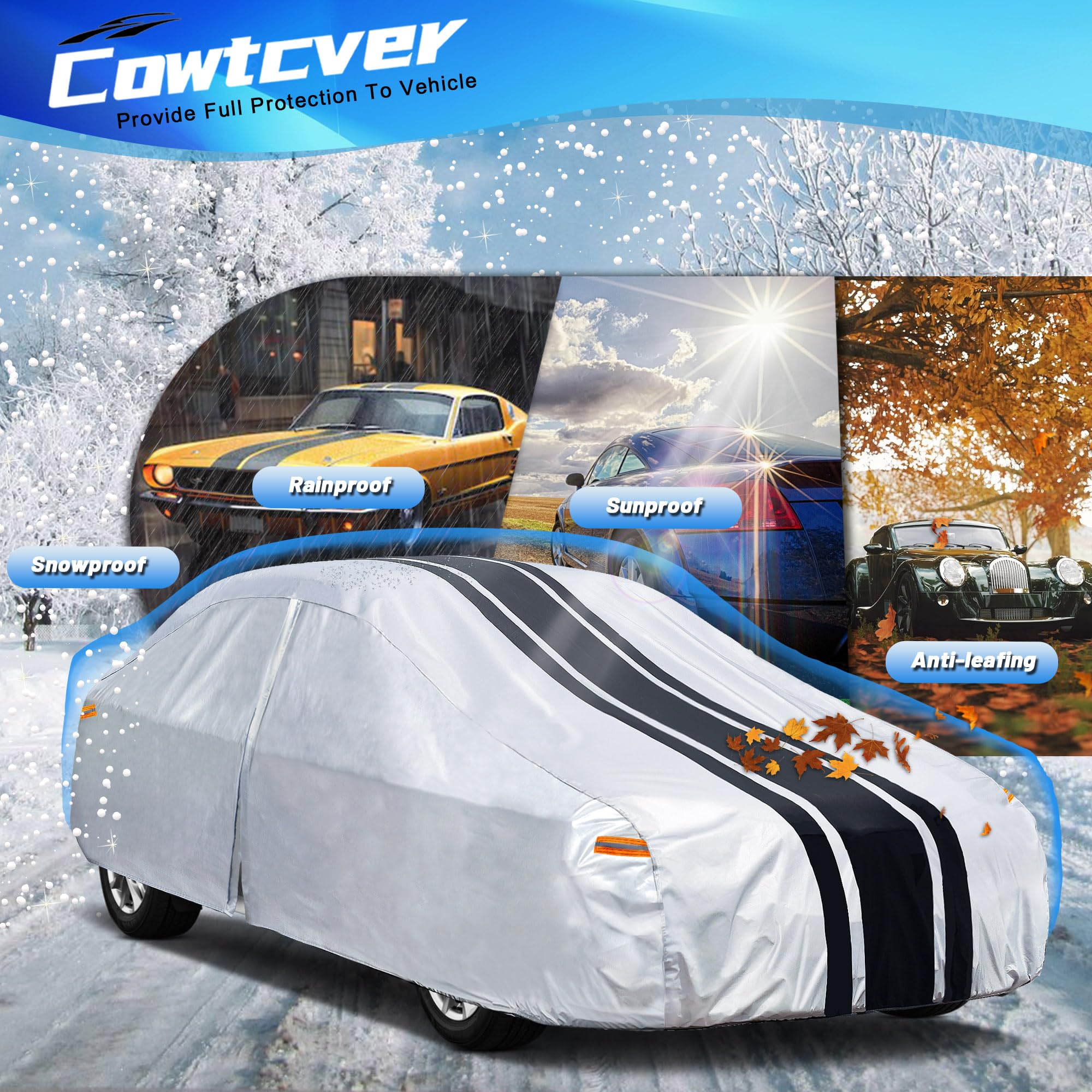 2025 Upgrade 10-Layer Car Cover Waterproof All Weather for Automobiles Outdoor Full Cover Snow Sun UV Protection Custom — view 6