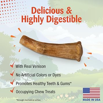 Nylabone Nubz Wild Natural Dog Chew Treats for Large Dogs, Long Lasting Dog Chew Bones Made in USA, Venison Flavor, Large Dog Bones for Dogs Over 30 lbs. (8 Count)