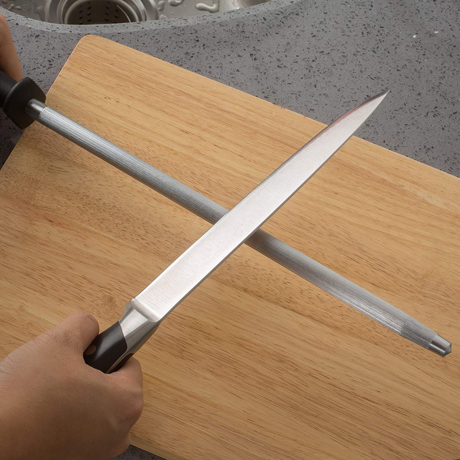 Rena Germany Knife Sharpening Rod/Stick - Manual Knife Honing Tool for Kitchen - Ideal for All Types of Knives & Scissors - 12 Inch - Image 4 thumbnail