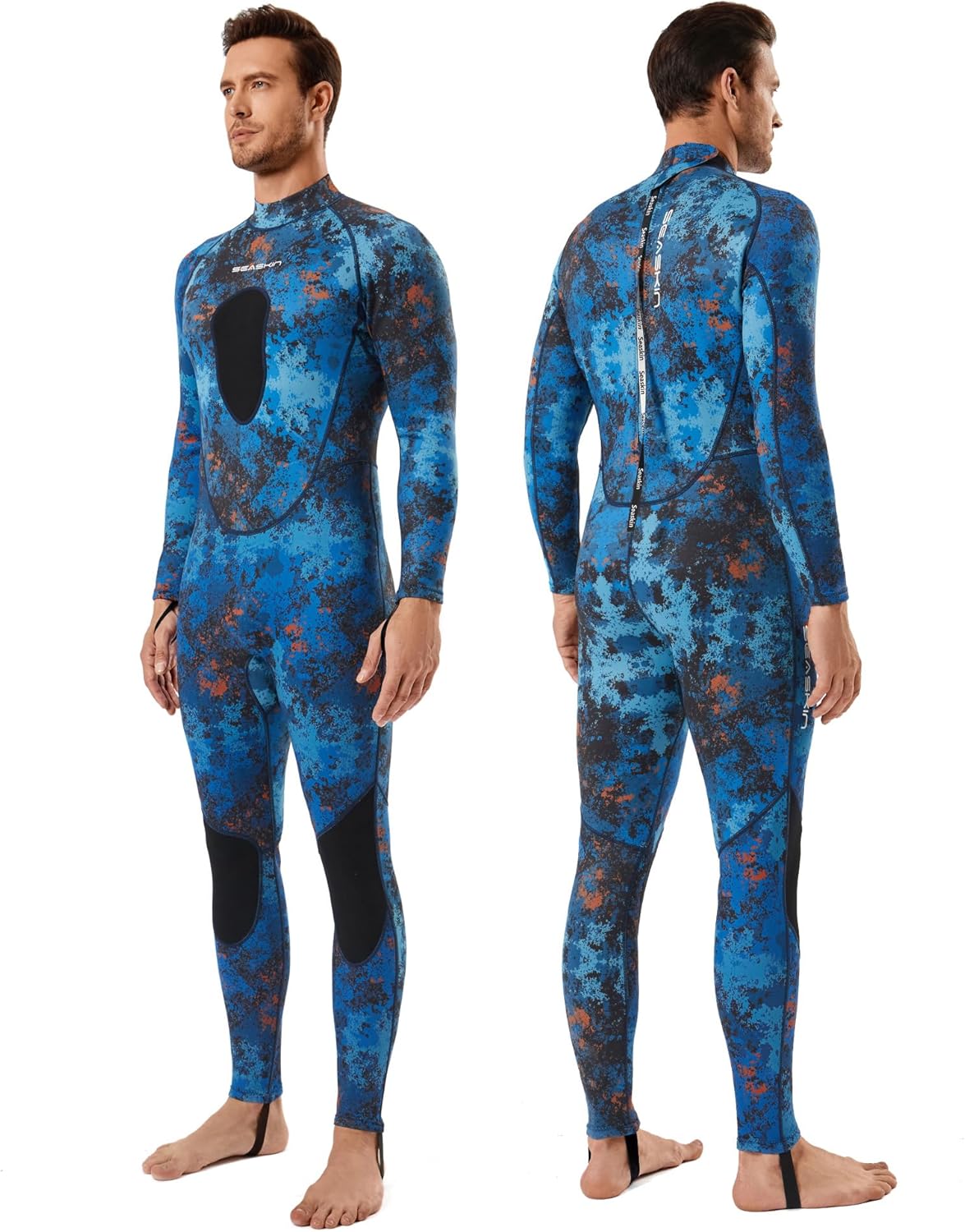 Seaskin Spearfishing Wetsuit for Mens, 1.5mm 3mm Neoprene Full Body Diving Suits for Snorkeling Swimming