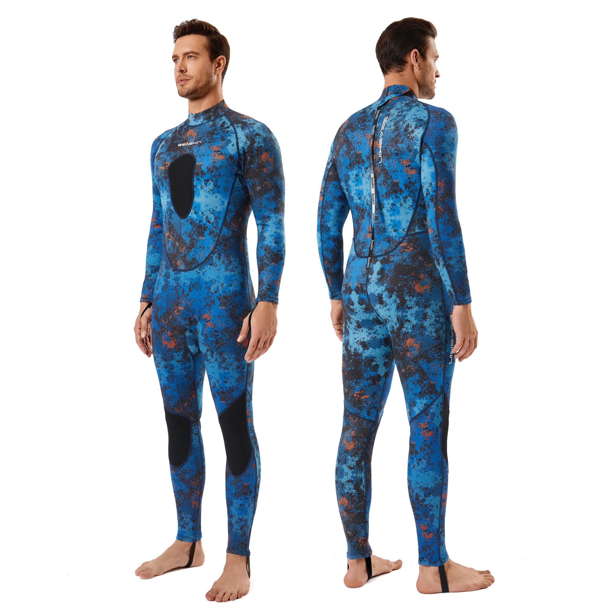 Seaskin Spearfishing Wetsuit for Mens, 1.5mm 3mm Neoprene Full Body Diving Suits for Snorkeling Swimming