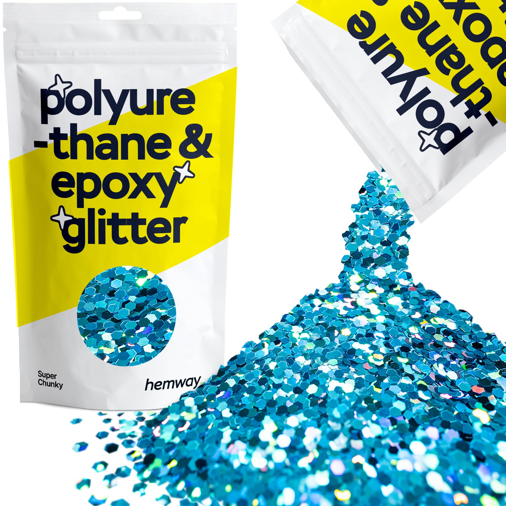 Hemway Resin Glitter Ocean Blue Holographic 100g Super Chunky