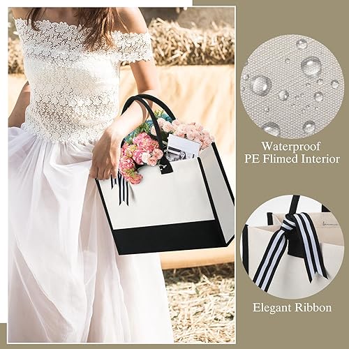 Miniatura 6 de Silkfly Paquete de 10 bolsas de mano para mujer, bolsas de regalo, bolsa de lona con bolsillo interior con cremallera, regalos de cumpleaños para