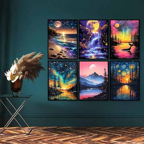 Miniatura 3 de CreateJoy Paquete de 12 kits de pintura de diamantes con luz de luna para adultos, kits de arte de diamantes de luna 5D para principiantes, pintura