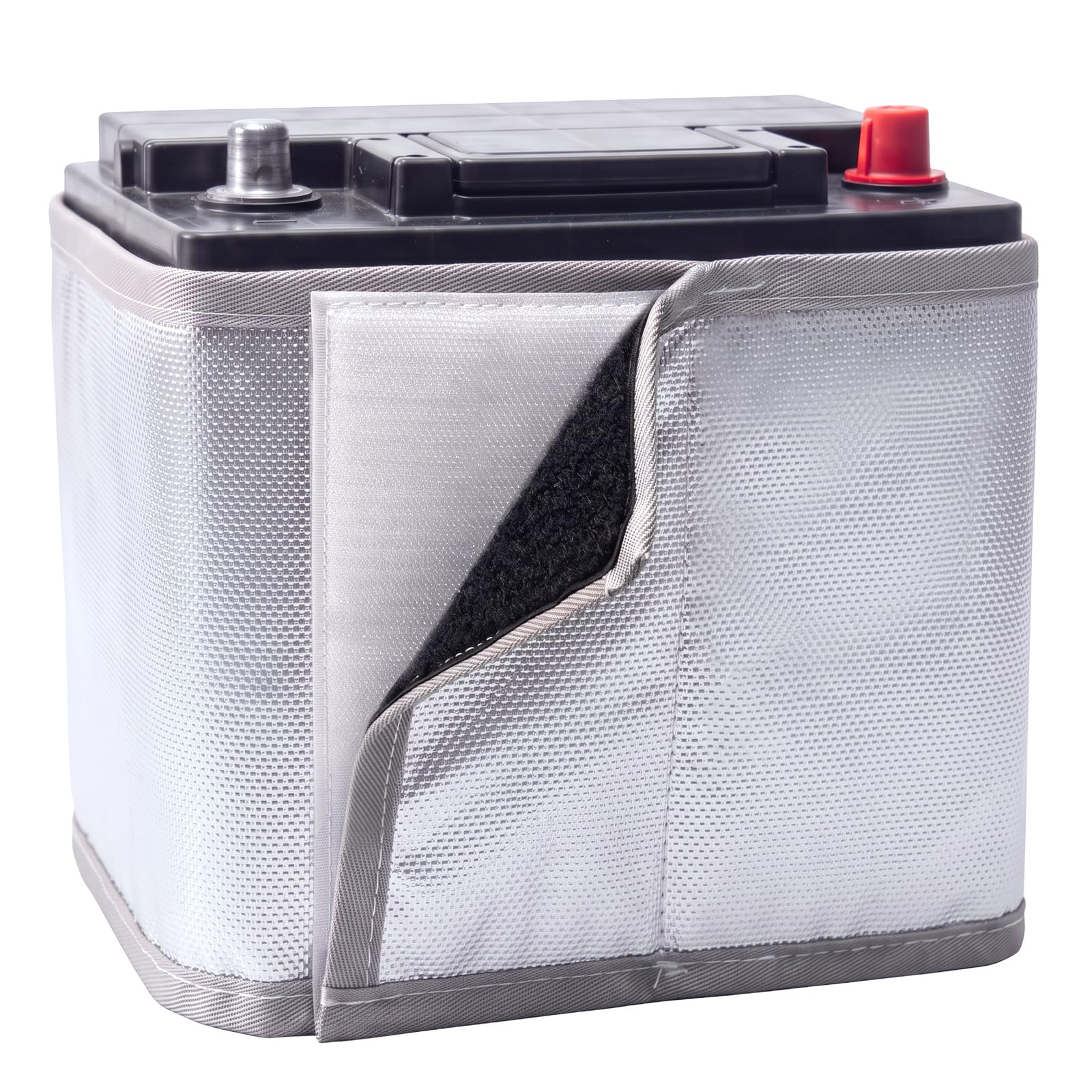 Heat Shield Battery Blanket with Hook & Loop, Battery Wrap (Grey, 40‘’L) | Silicone Fabri…