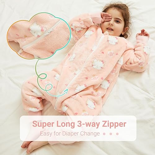 Miniatura 3 de MICHLEY Saco de dormir unisex de franela para bebé, pijama de manga larga, con cremallera, saco de dormir para otoño e invierno para niños y niñas