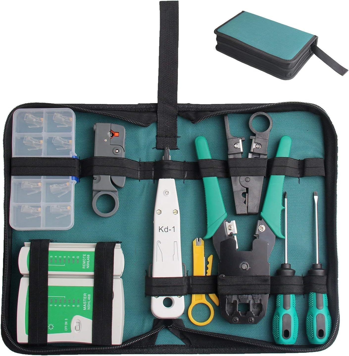 Ctbd 18 Pcs Professional Network Tool Computer Maintenance Repair Tools Kit Cable Tester Stripper (Black)