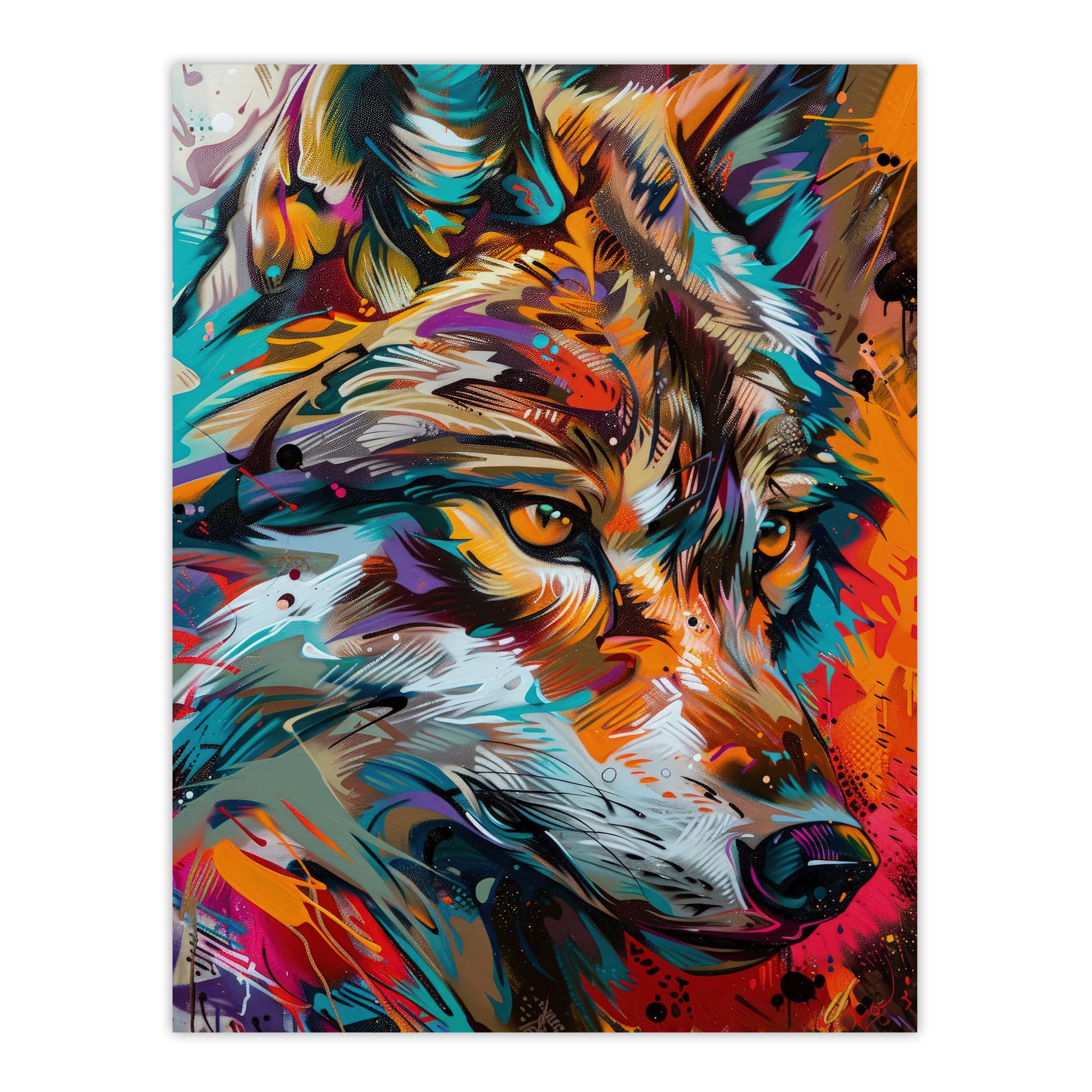 Artery8 Abstract Wolf Head Portrait Painting Poster W18" x H24"