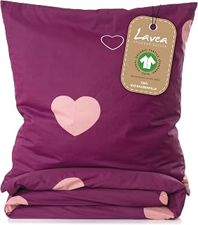 Lavea® Bettwäsche Kinder Set 100x135 cm und 40x60 cm - Bordeaux Rosa