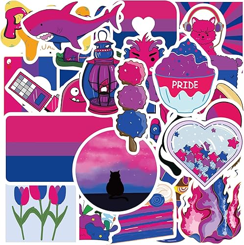 Calcomanías de orgullo bisexual, 60 calcomanías de orgullo bisexual a granel para cosas de orgullo bisexual, paquete de calcomanías de vinilo