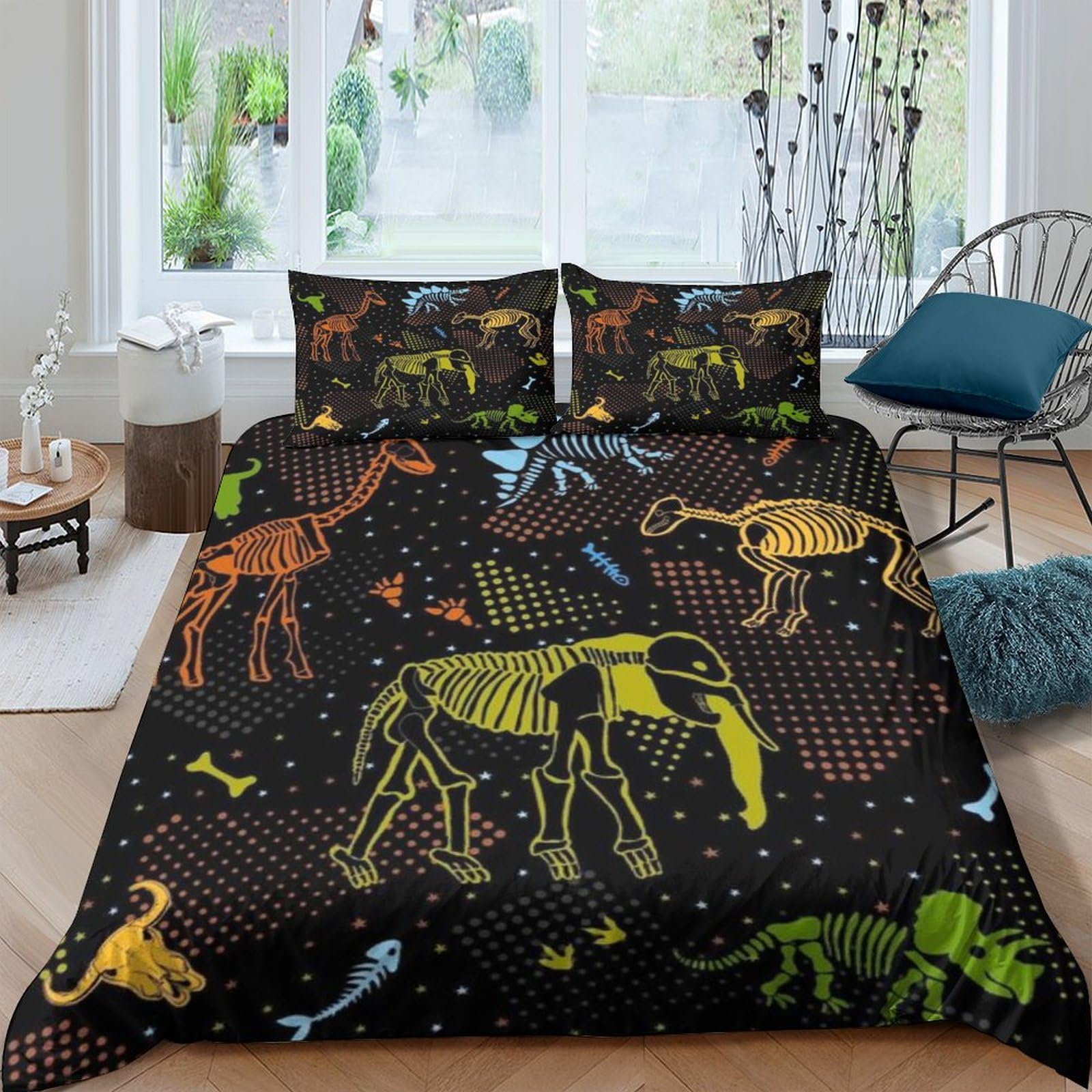 Housse de couette dinosaure 3D en microfibre ensemble literie