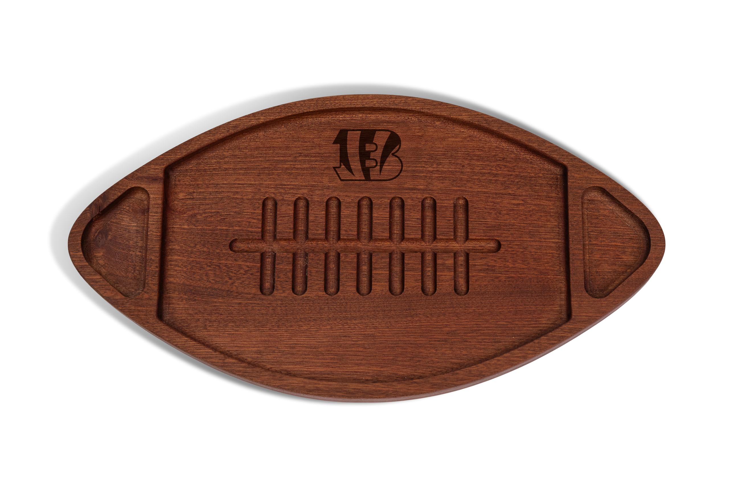 The Memory Company | Licensed NFL Acacia Team Football with Triangles Serving Board,Cincinnati Bengals