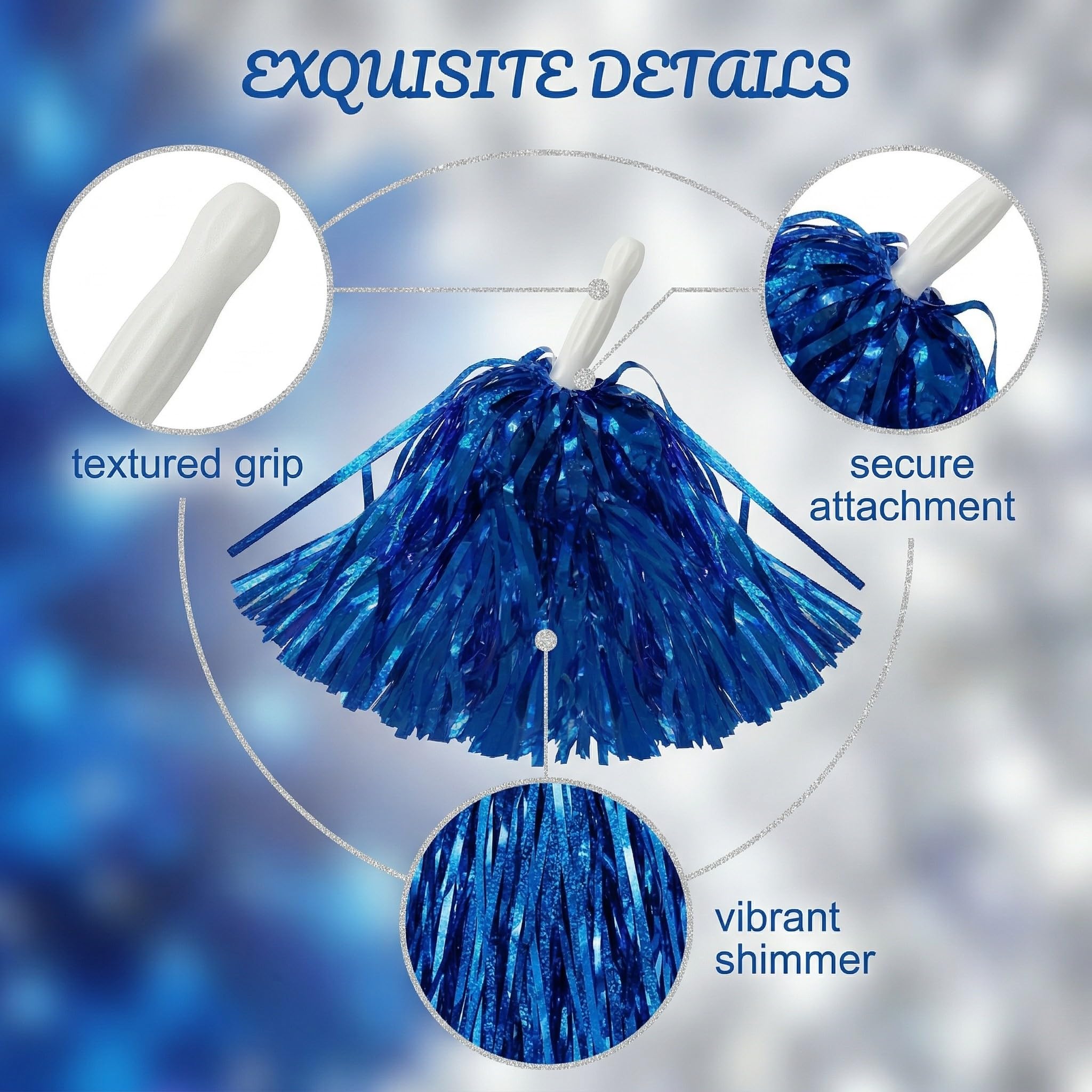 EAVUYIS 16 pezzi pompon da cheerleader colorati con manico per eventi sportivi, gare scolastiche, serate danzanti e rave