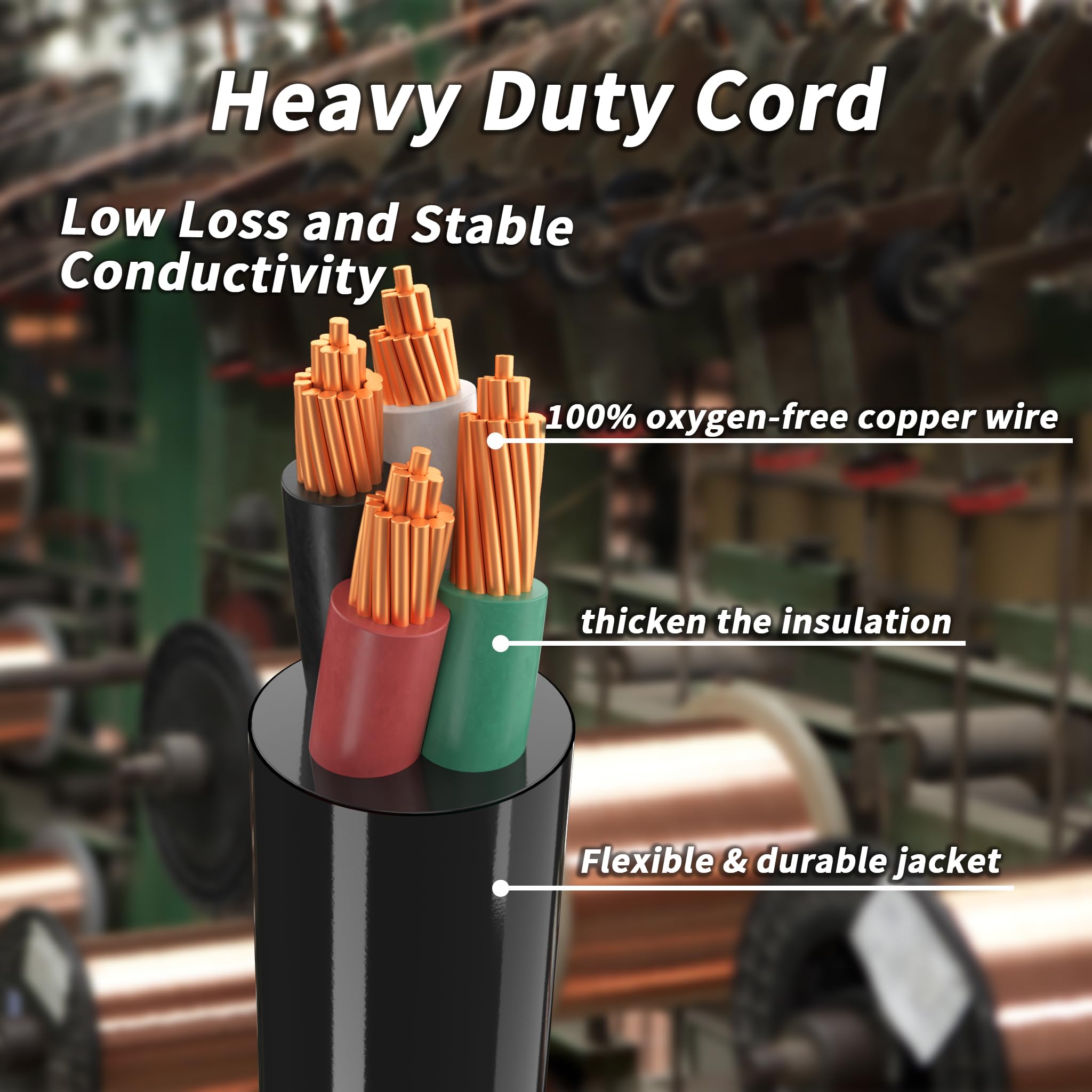 PlugSaf Cable de extensión RV/EV de 100 pies de 50 amperios para Exteriores, 4 Clavijas, Flexible, Resistente, Calibre 6/3+8/1, STW RV Impermeable, con Organizador de Cables, NEMA 14-50P a 14-50R,