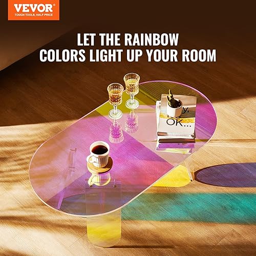 Miniatura 4 de VEVOR Mesa auxiliar acrílica, mesa auxiliar de acrílico iridiscente, mesa auxiliar acrílica colorida de 37.4 pulgadas de largo x 19.7 pulgadas de