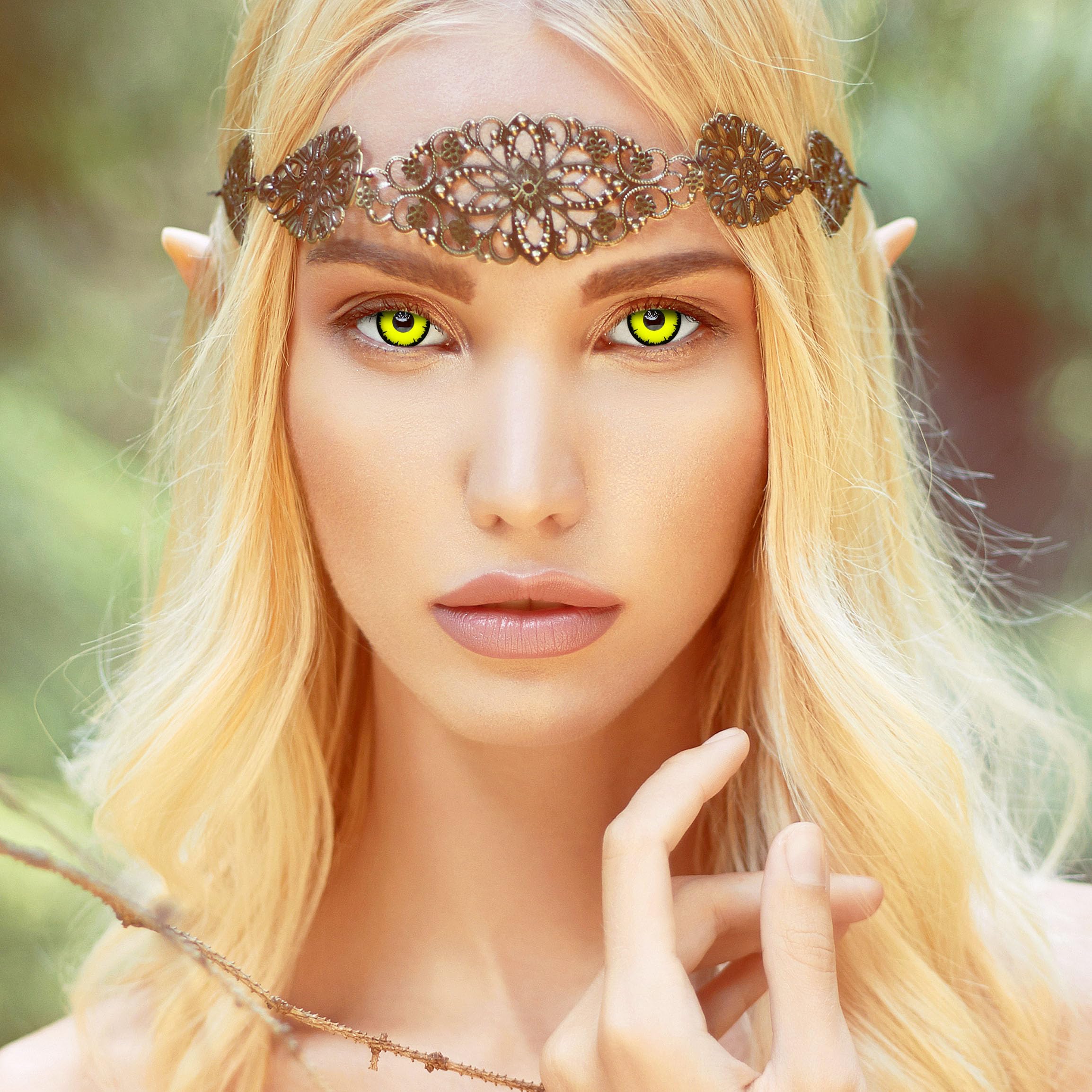 aricona Kontaktlinsen - Lentes de color - Lentes de contacto amarillas - Lentes de contacto sin dioptrías puede utilizarse durante 12 meses, para Halloween y carnaval, 2 piezas