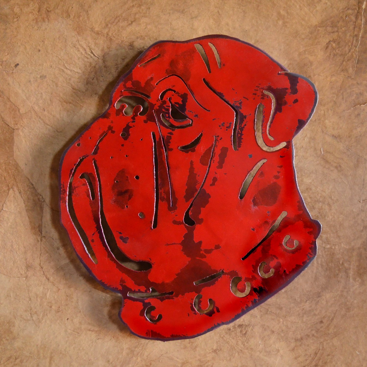 Bulldog wall art - Magnetic board - Bulldog decor - Red dog art - Bulldog business card holder - Wall hanging bulldog - Bulldog note board