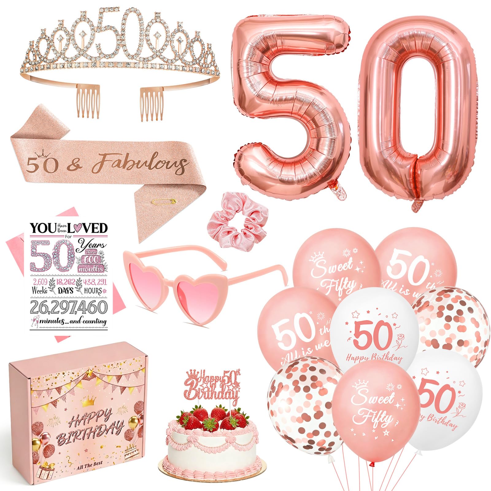 Geburtstag Deko In Roségold，Geburtstags-Geschenkbox