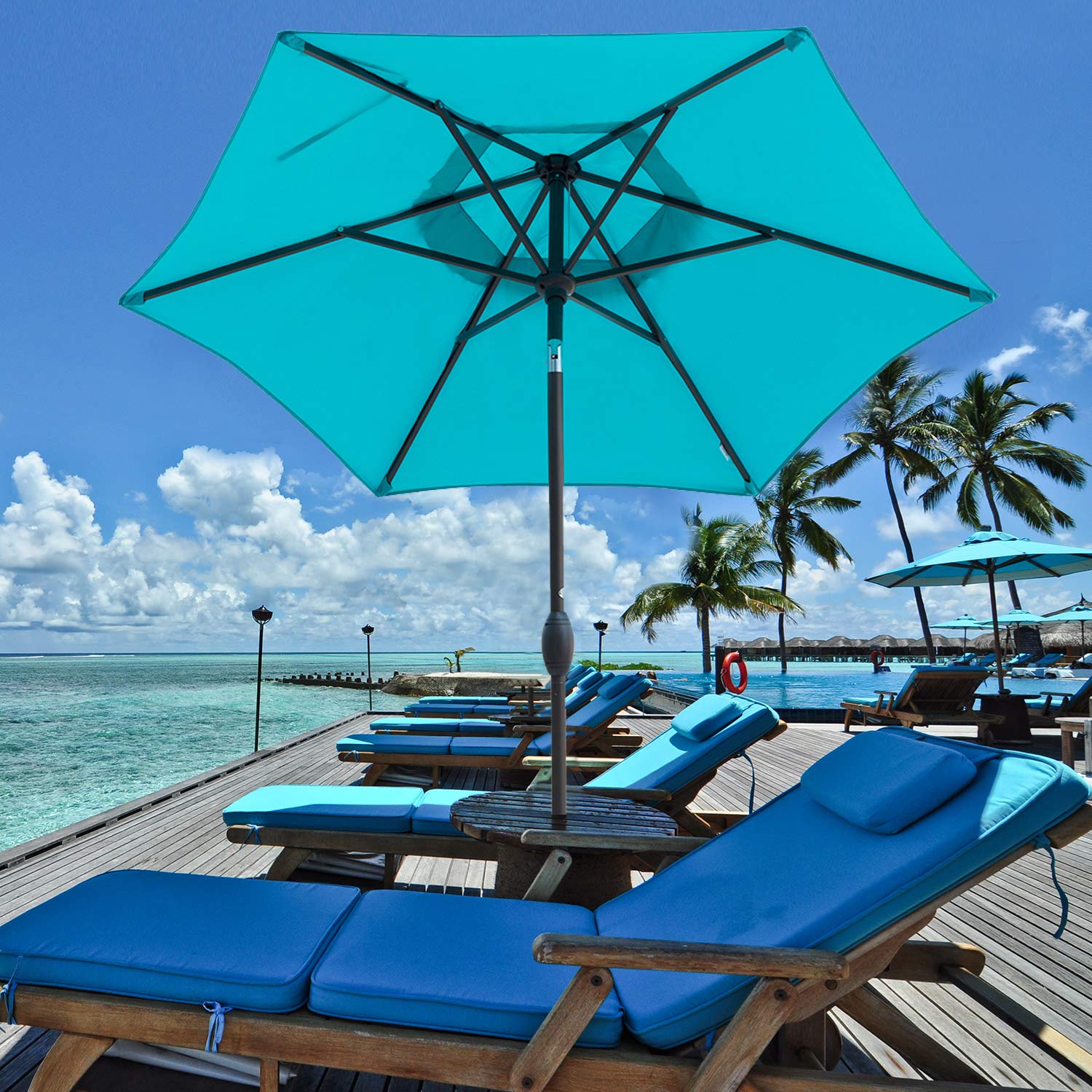 aleko 9 feet outdoor garden patio steel umbrella burgundy color Costway 9' Patio Market Umbrella Outdoor Table Aluminum Crank W/8 Ribs Burgundy