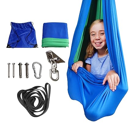 Kidscalma Sensory Swing Indoor or Outdoor - Heavy-Duty Ceiling Hardware Included; Therapy Swing for Autism, Sensory Processing Disorder and ADHD; Indoor Sensory Swing for Kids and Adults Up to 200 Lbs