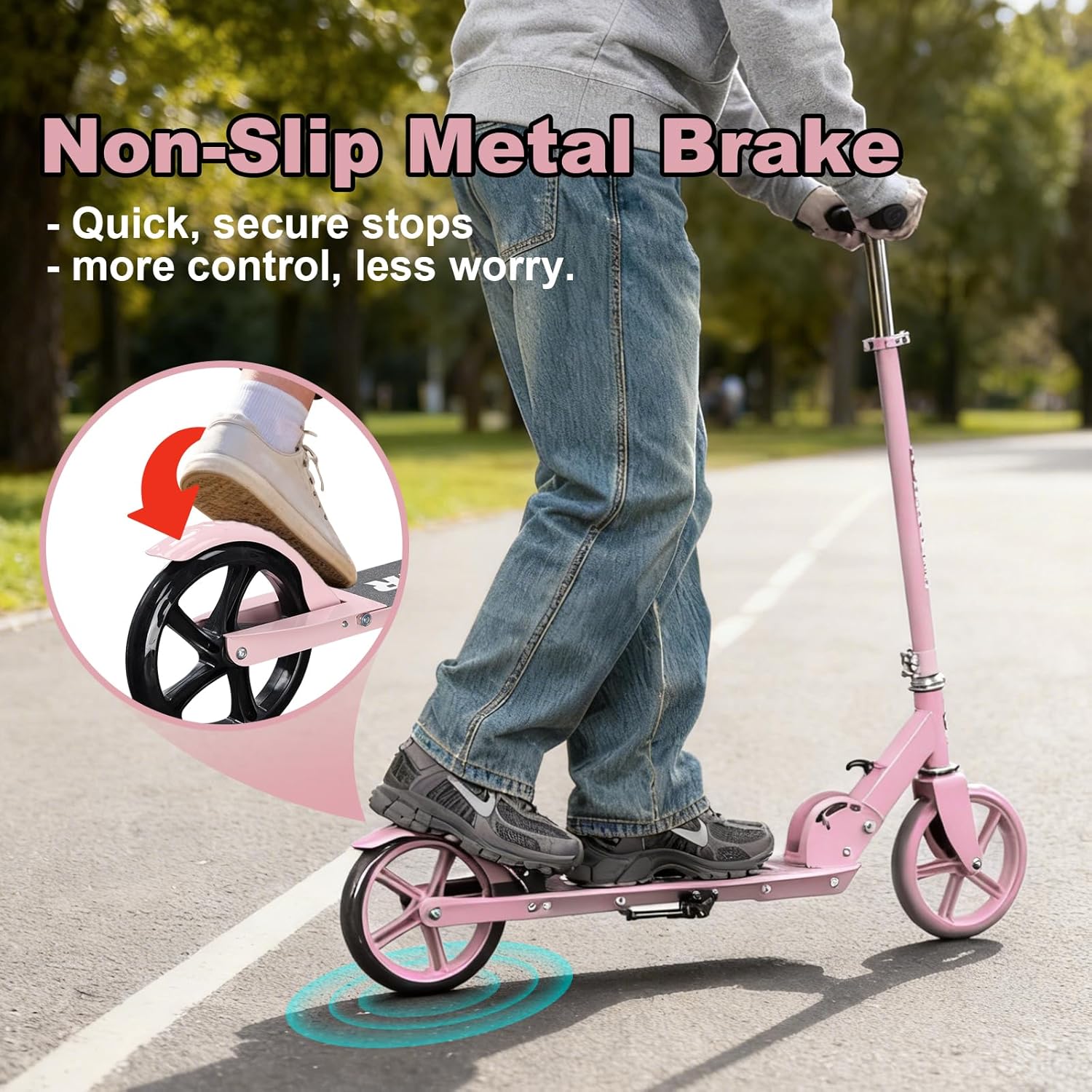 Kick Scooter Scooters for Kids Teens Adults - Heavy Duty Foldable Scooters,Non-Slip Large Deck,Portable for Travel,Adjustable for 5-8 8-12 6+ Year Old Age Boys Girls Up to 300 Lbs