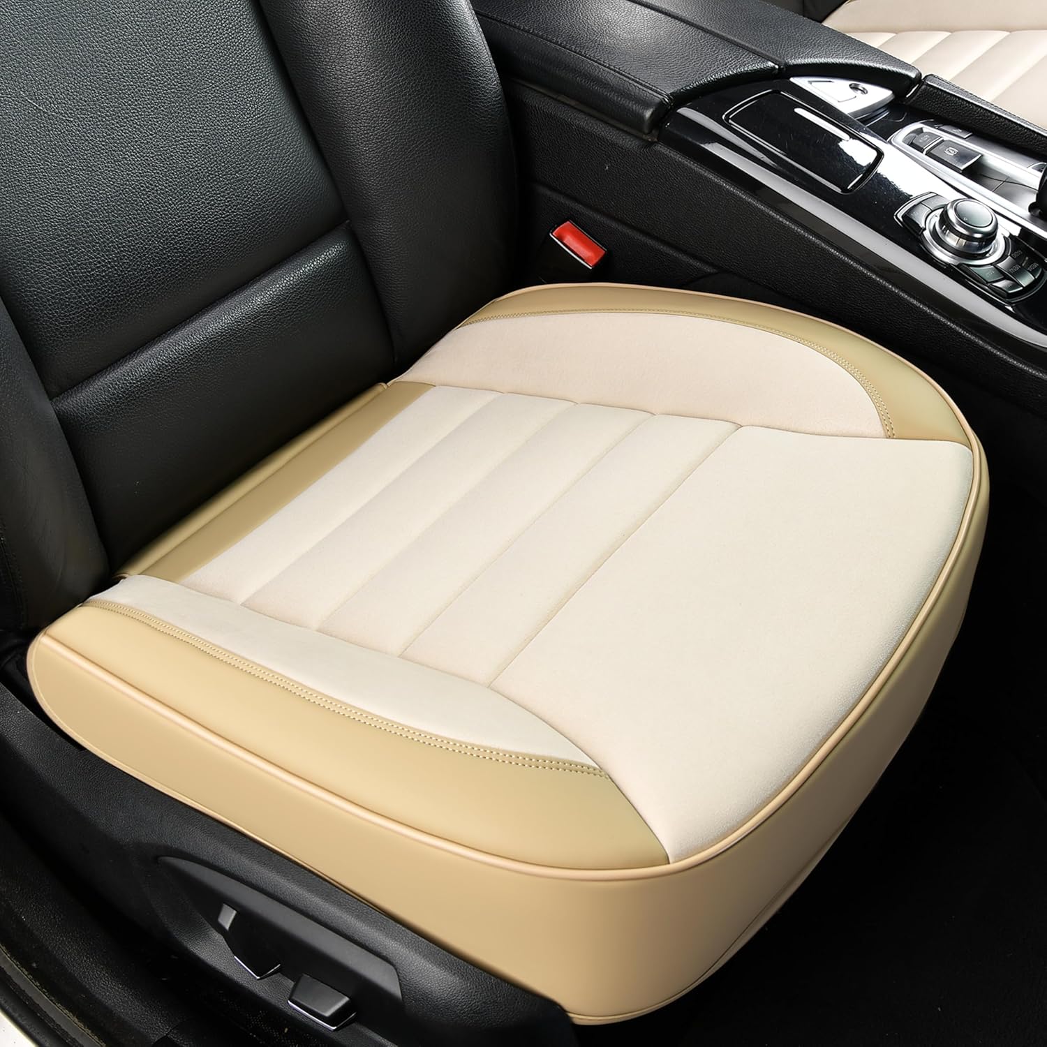 KAYI 2 Pack Car Seat Cover, Memory Foam Car Seat Cushion, Non-Slip Bottom Breathable Car Seat Cover, Relieve Tailbone Pain, Suitable for 95% of Vehicles (White)