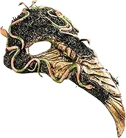 Vista 3 de Máscara de Halloween de serpiente espeluznante y aterradora, máscara de calavera vudú, cuervo, cuervo, pájaro, pico de nariz, serpiente del bosque