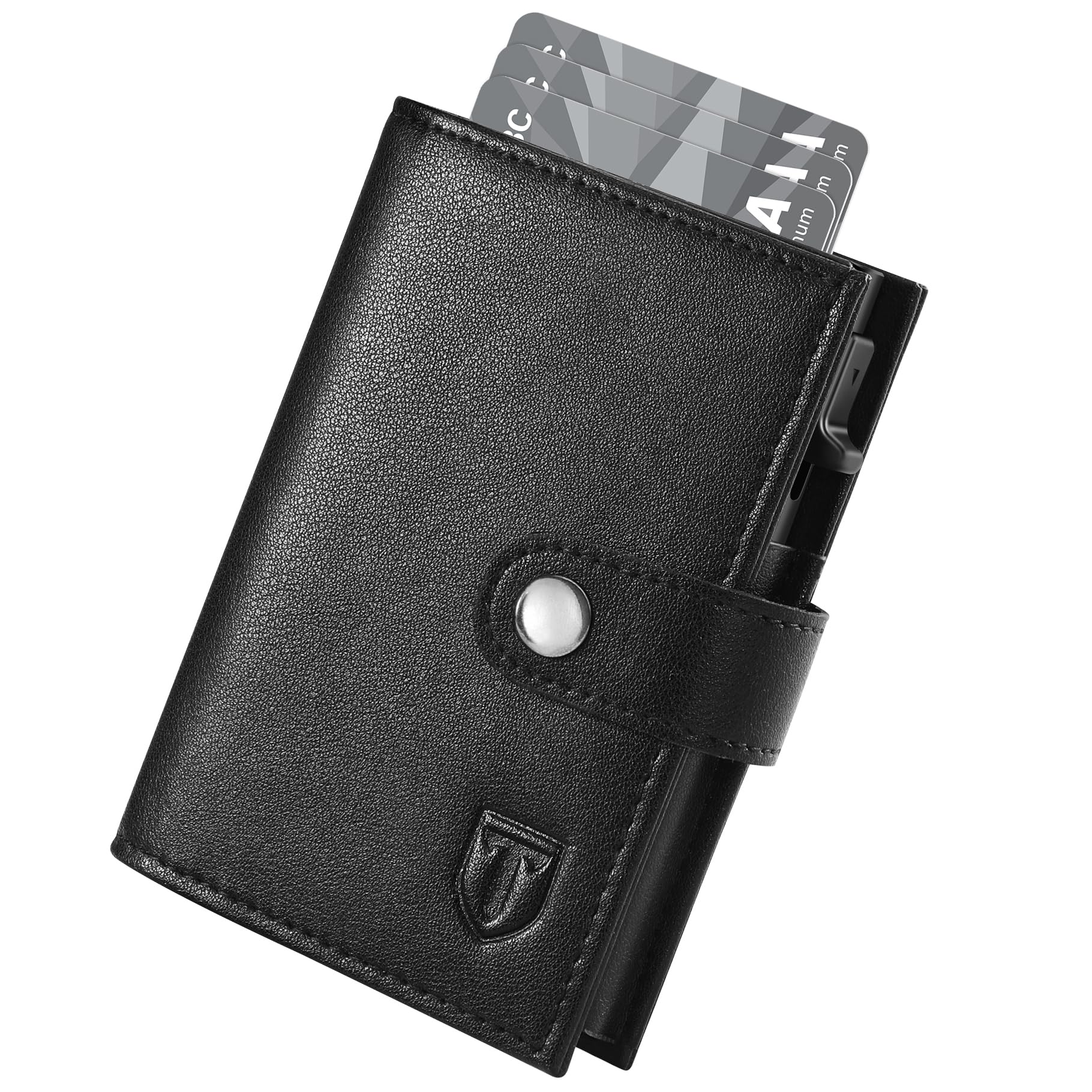 TENBST Portafoglio Uomo Slim | Porta Carte di Credito con Protezione RFID | Portamonete Compatto con Scomparto per Banconote | Portafoglio Uomo Piccolo con Scatola Regalo Elegante | Nero