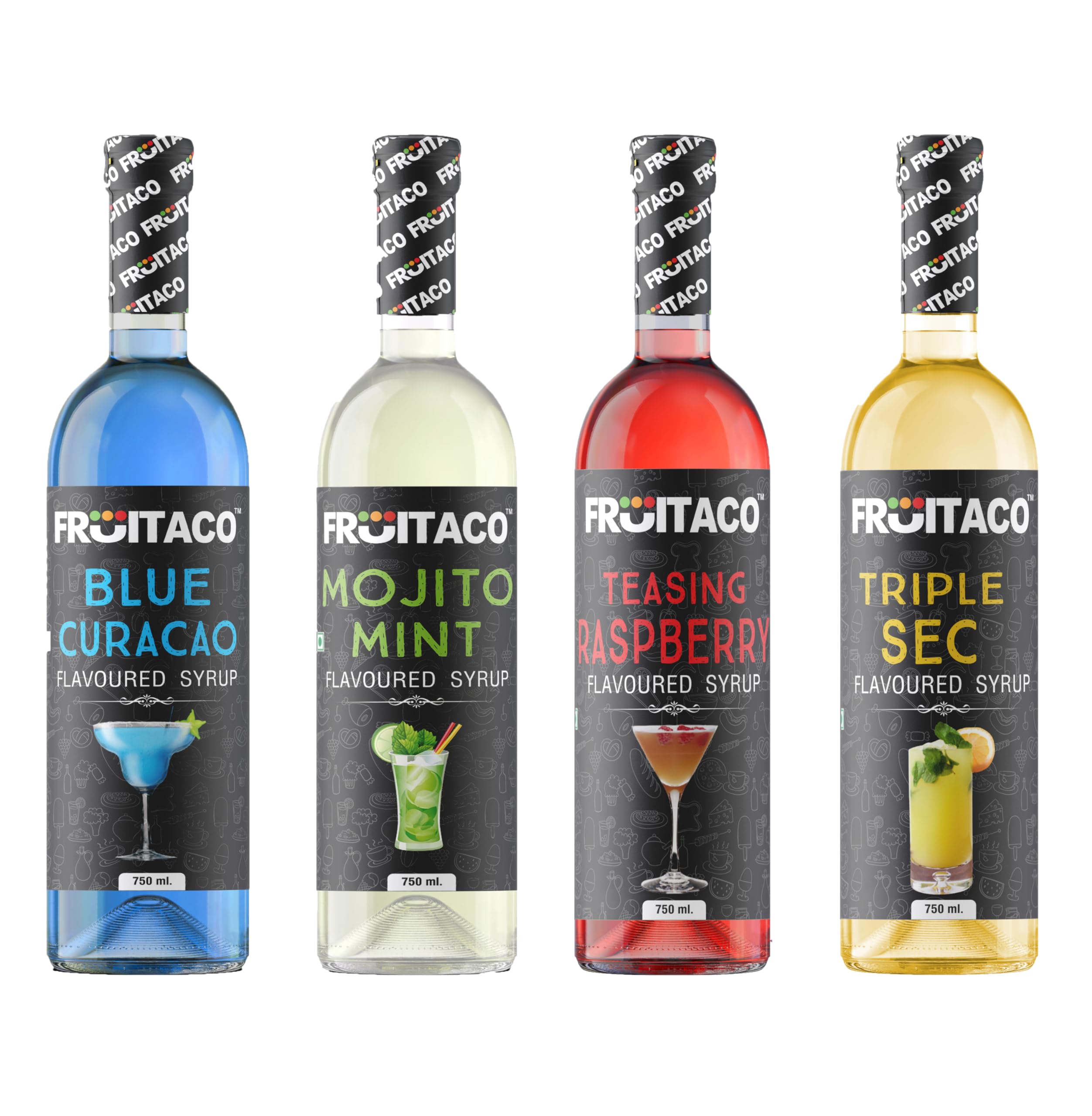 Fruitaco Blue Curacao, Mojito Mint, Raspberry, Triple Sec Syrup: Perfect Mixer for Enhancing Mocktails & Cocktails, Drinks, and Mojitos at Parties, All Your Mixing Needs | Non-Alcoholic (Pack of 4) (B0CXPLLJM2) Amazon Price History, Amazon Price Tracker