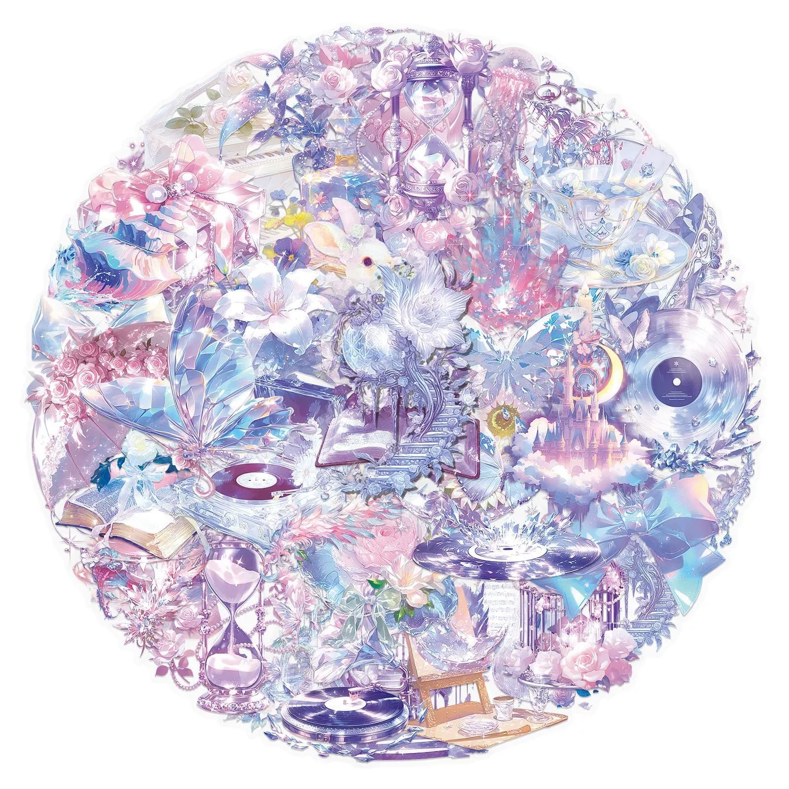 Affoto Girls Transparent Dream Stickers For Laptop(50 Pcs),Gift For Children Teens Adults Boys,Dream Waterproof Stickers For Skateboard,Scrapbook,Bike,Phone,Computer,Luggage Water Bottle Guitar