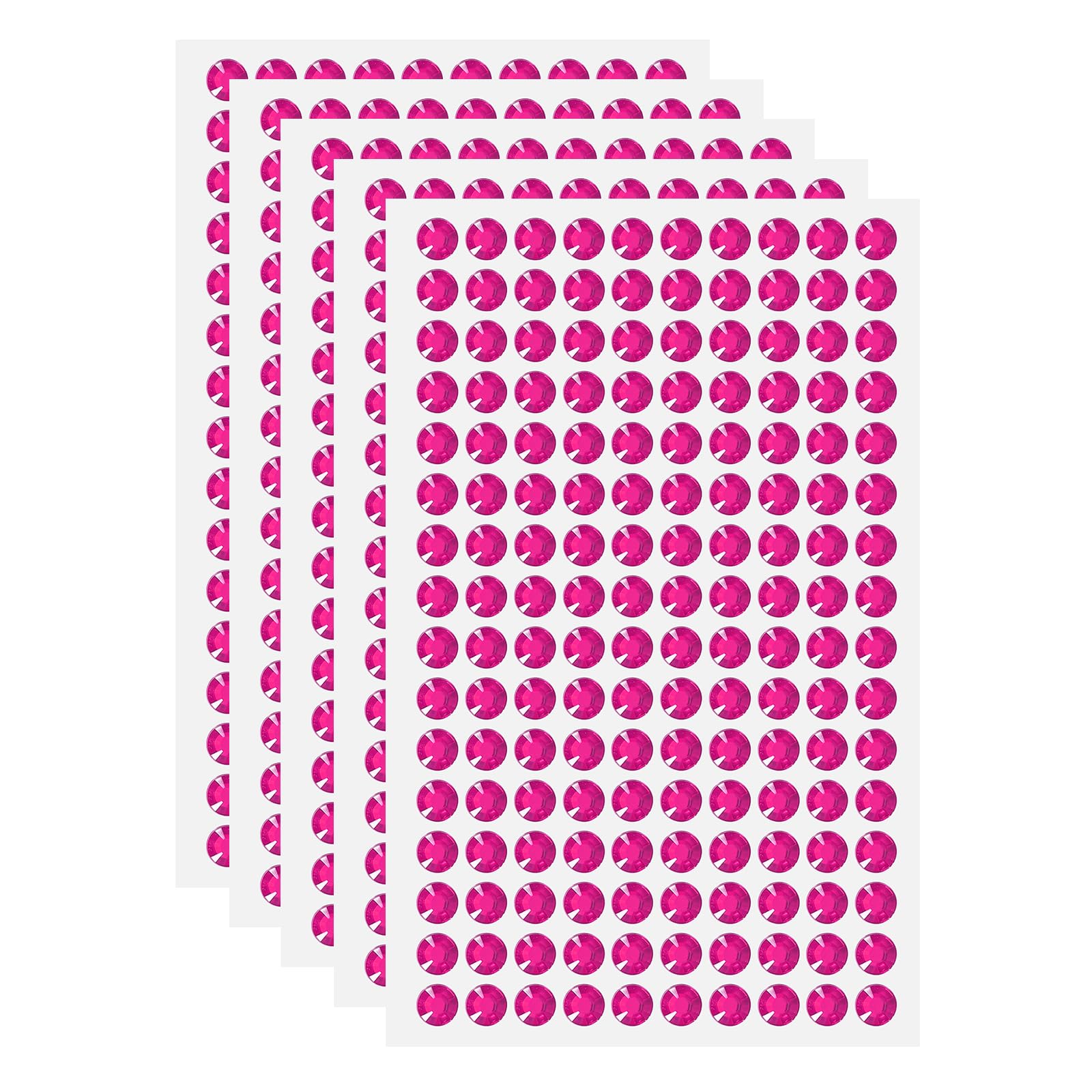sourcing map 5 Sheet/800pcs Rhinestone Adhesive Stickers Self Adhesive Acrylic Gem Sticker 6mm Plastic Face Bling Gem Stones Jewel for Nail Art Craft Clothes DIY Makeup Decoration, Rose Red — image 1