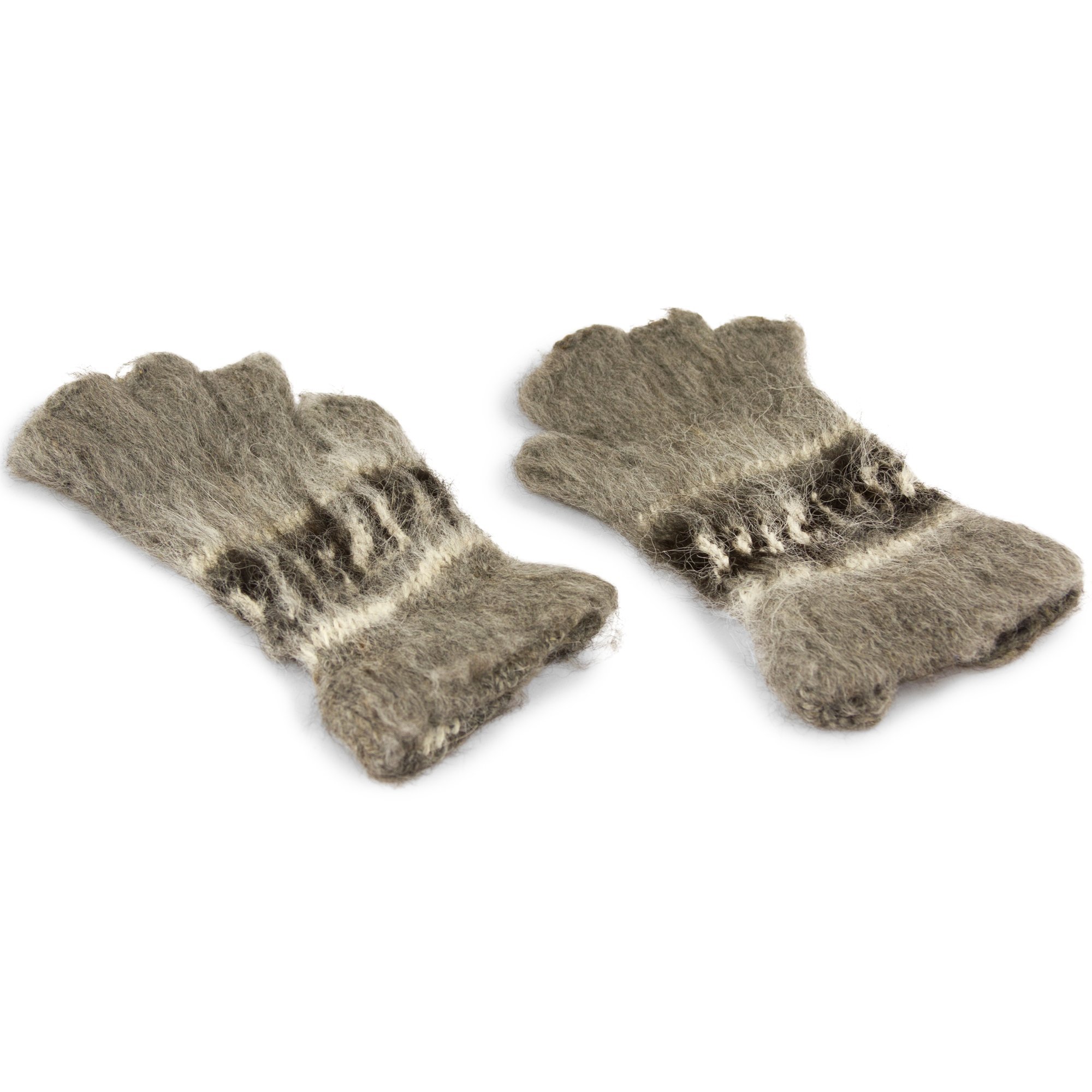 Tumia Lac Men's Light Grey Alpaca Adult Fingerless Gloves