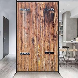 Cream Privacy Window Film Frosted Window Stickers with Locks Vintage Style Country House Picture Privacy Window Film Frosted Window Treatments Rustic 31.5Wx62.9L-inch