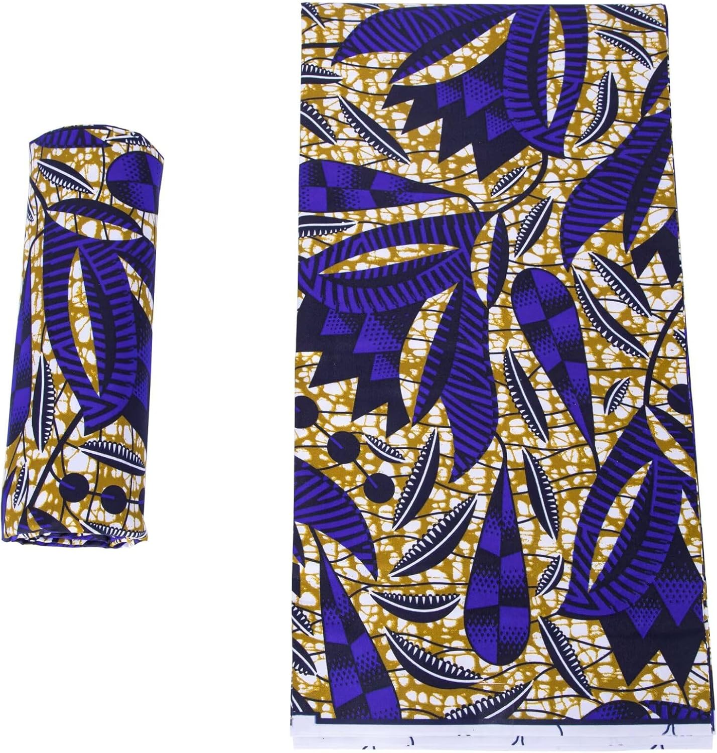 HollandaisWax African Print Fabric 6 Yards Vintage Tribe Kente Cloth Polyester Fabric Crafts Sewing Dress 6694B